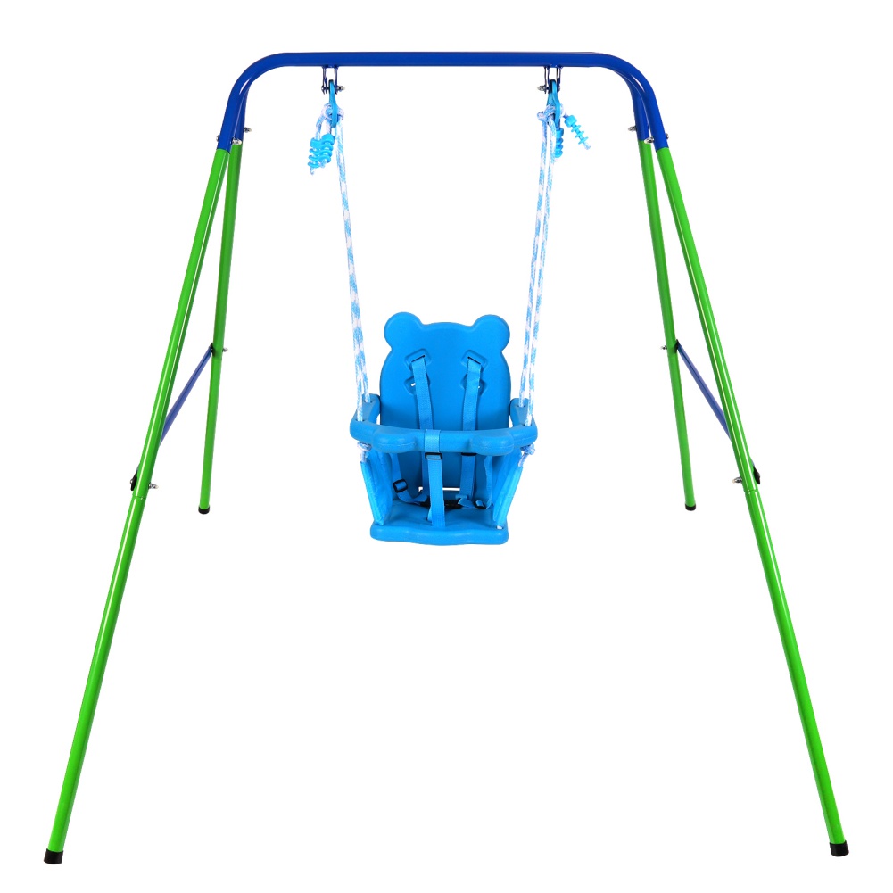 Toddler Swing Set Folding Metal Swing Set with Safety Seat for Baby Chirldren Gifts Sturdy Metal Swing Stand Safety Belt Indoor Outdoor Infant Swing for Toddlers Age 9-60 Months ChYoung - Image 8