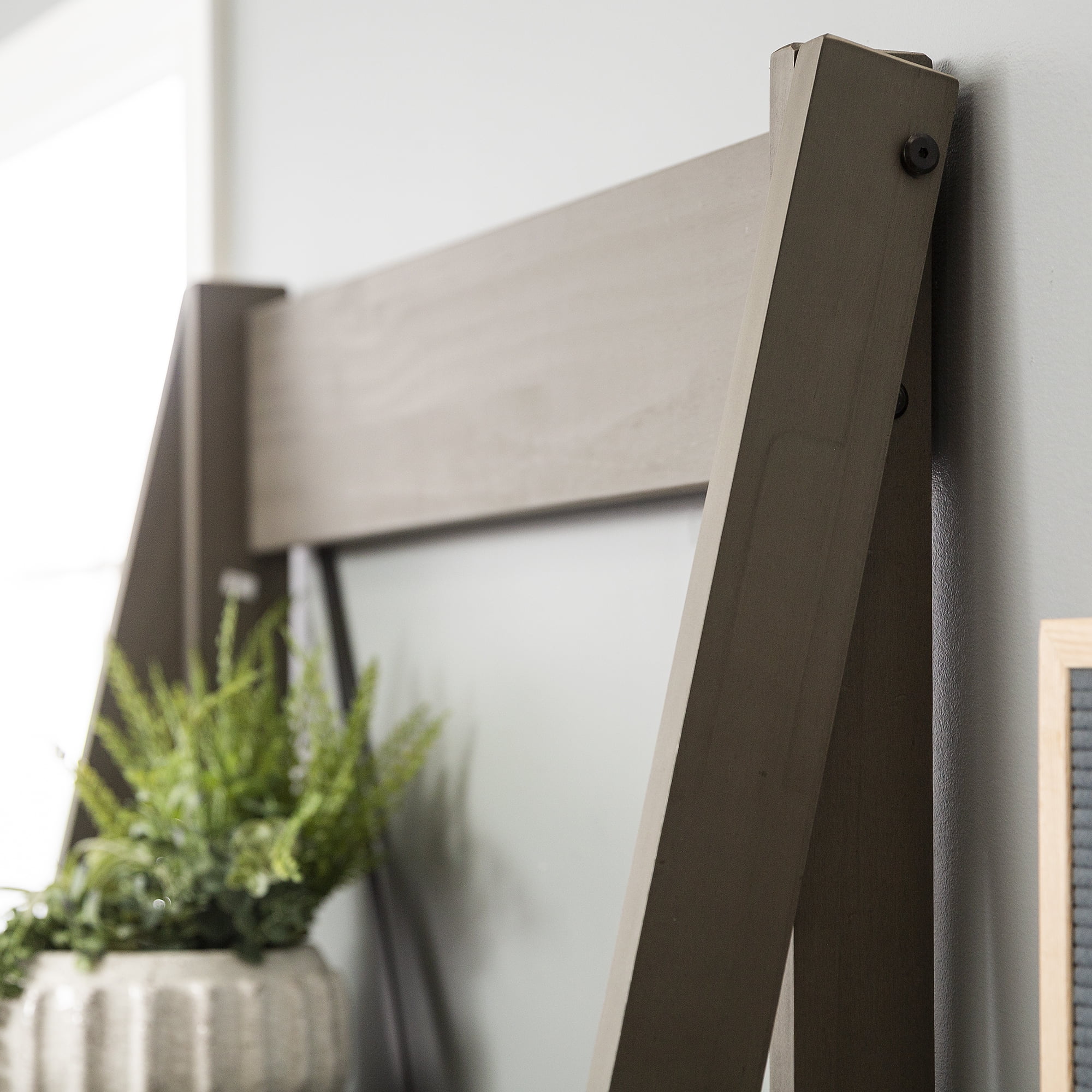 Frankie 68" Solid Wood Ladder Bookcase with 4-Fixed Shelves in Gray - Image 9