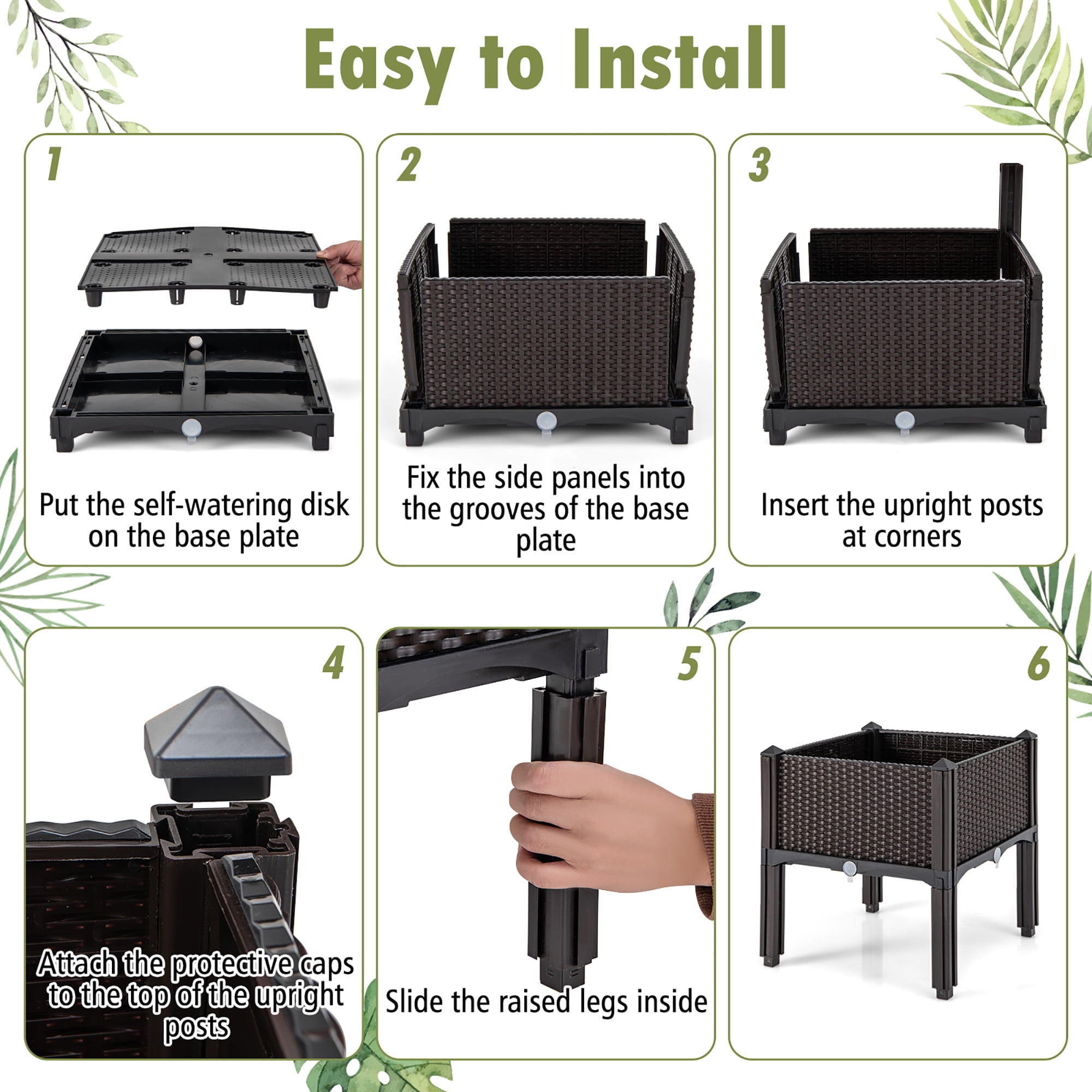 Gymax Elevated Plastic Raised Garden Bed Planter Kit for Flower Vegetable Grow 2 Set - Image 6