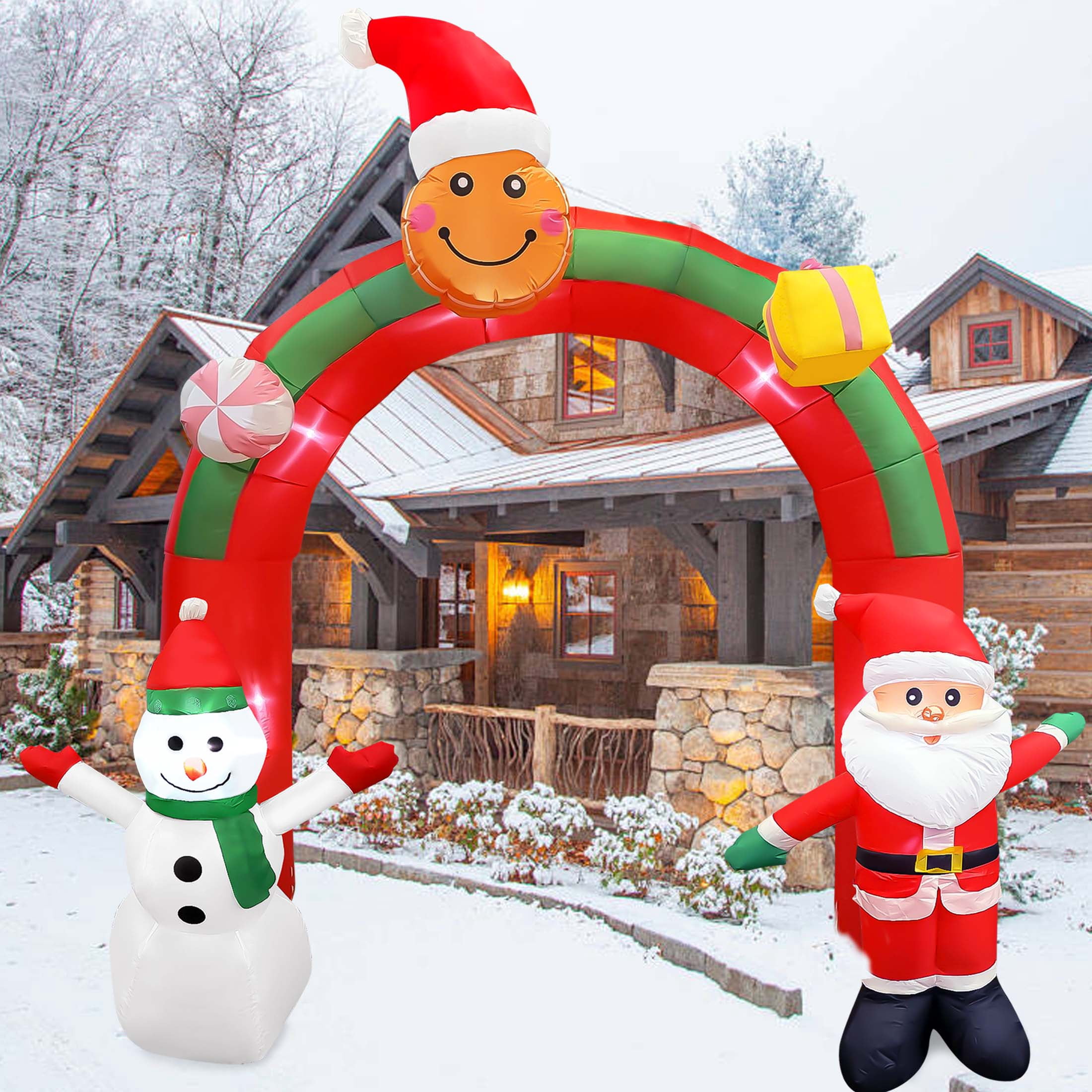 GVDV 9 FT Christmas Inflatables Archway, Santa Claus & Snowman Rainbow Archway for Outdoor, Lawn, Garden, Yard, Party Holiday Decorations - Image 4