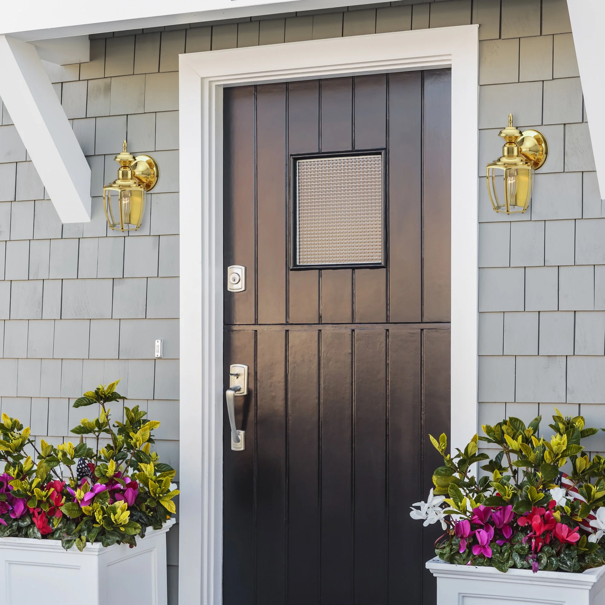 Design House Jackson Downlight 1-Light Wall Lantern for Indoor/Outdoor Use, Polished Brass - Image 12