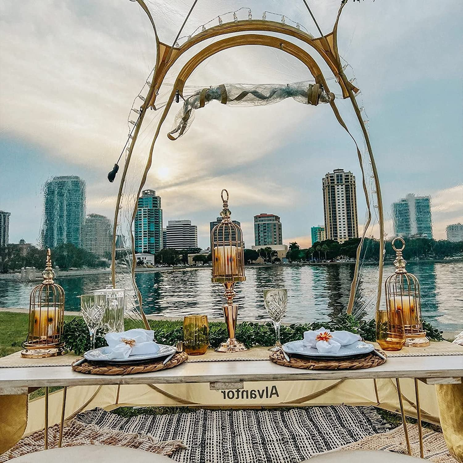 Alvantor Bubble Tent Pop up Canopy Family Camping Gazebo 10'Lx10W'x7'H Beige - Image 2