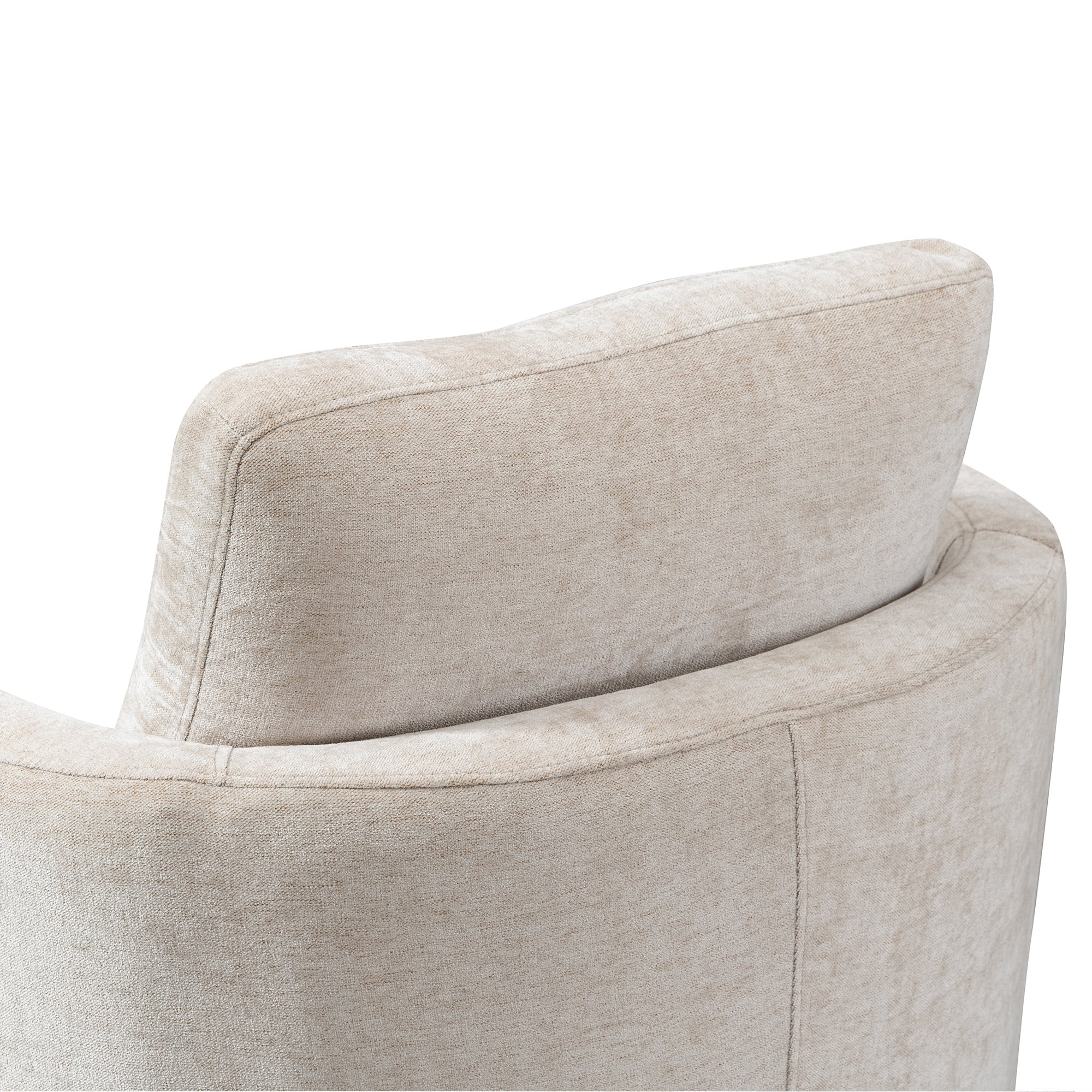 Aukfa 32" Wide Swivel Barrel Chair Accent Chair with Pillow for Living Room Bedroom, Chenille, Beige - Image 2