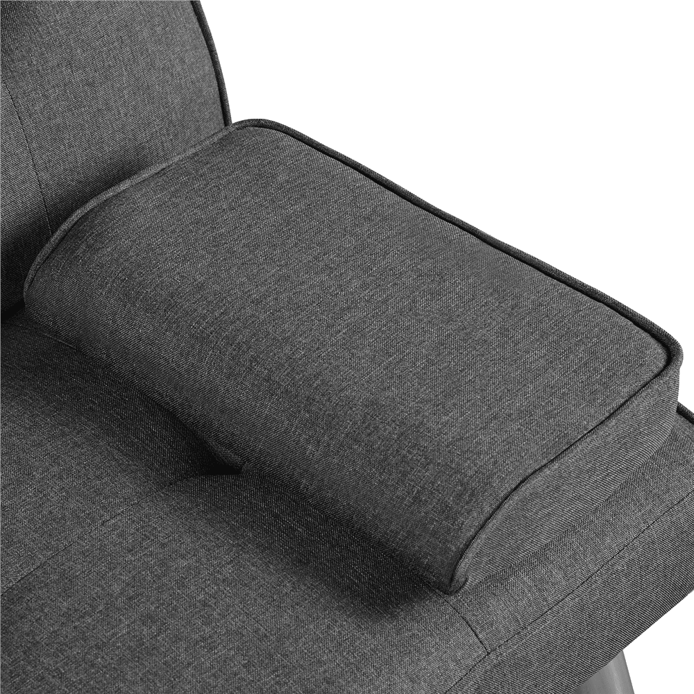 Renwick Fabric Upholstered Convertible Futon Sofa Bed with Cup Holders and Pillows, Dark Gray - Image 6