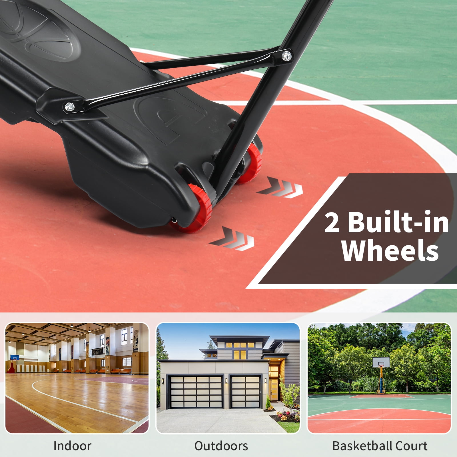 Ktaxon 6.5-8ft Basketball Hoop System, 33in Portable Basketball Goals with Basketball and Indoor Outdoor - Image 4