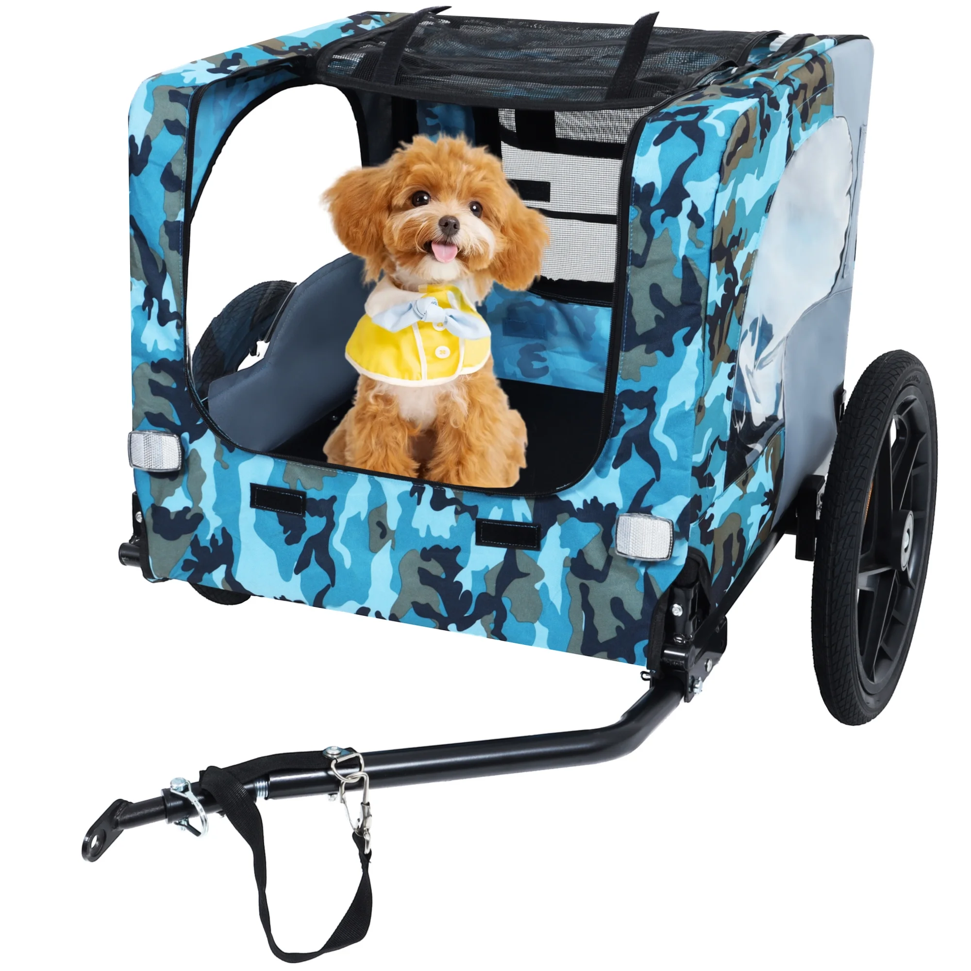 Outdoor Collapsible Pet Bike Trailer with 16-Inch All-Terrain Wheels – Foldable Dog/Cargo Carrier Cart for Bicycles - Image 2