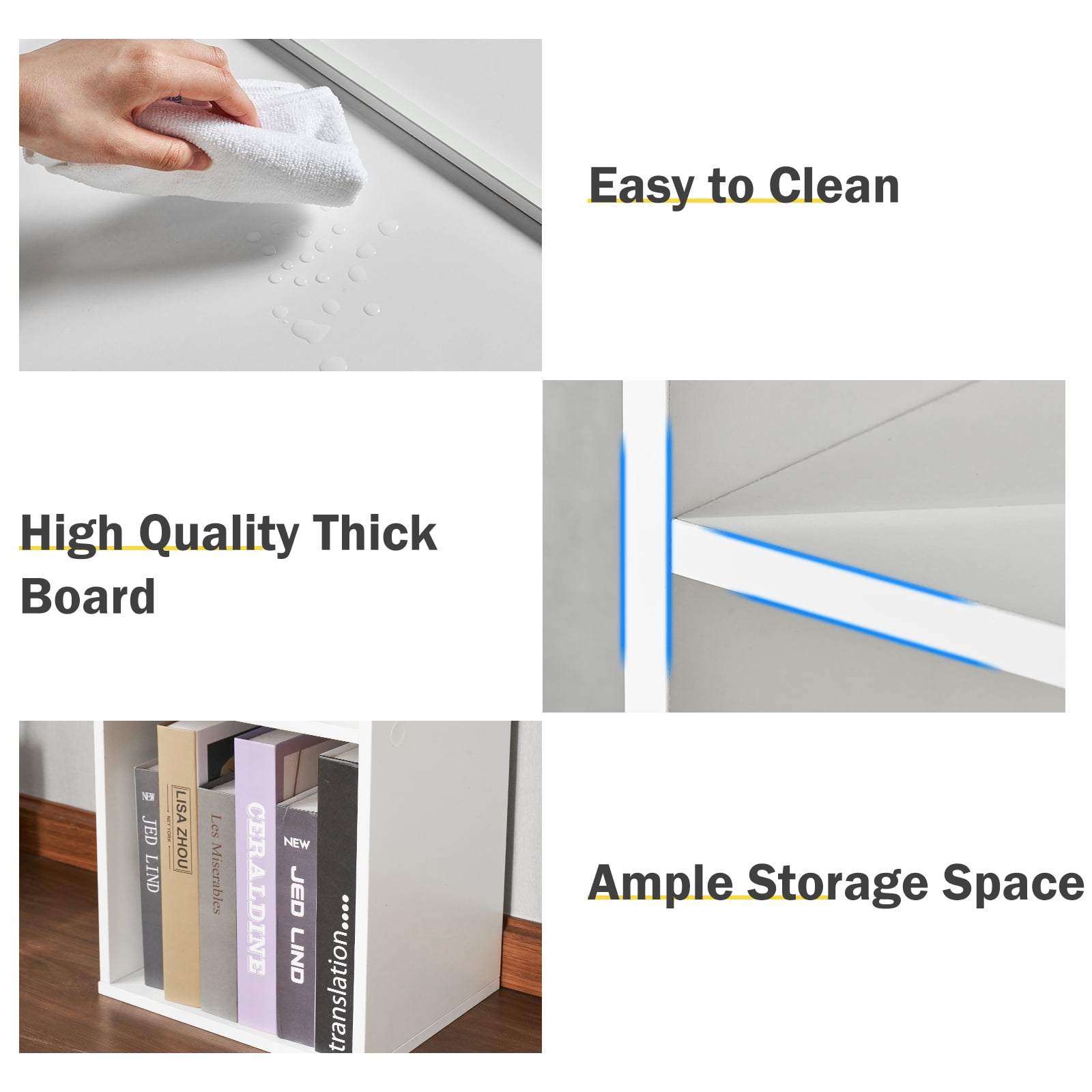 Bapipro Tall Narrow Bookshelf, 6-Tier Cube Display Rack, Modern Corner Bookshelf with Storage Space, Storage Cabinet for Home Office (White 1 Pack) - Image 2