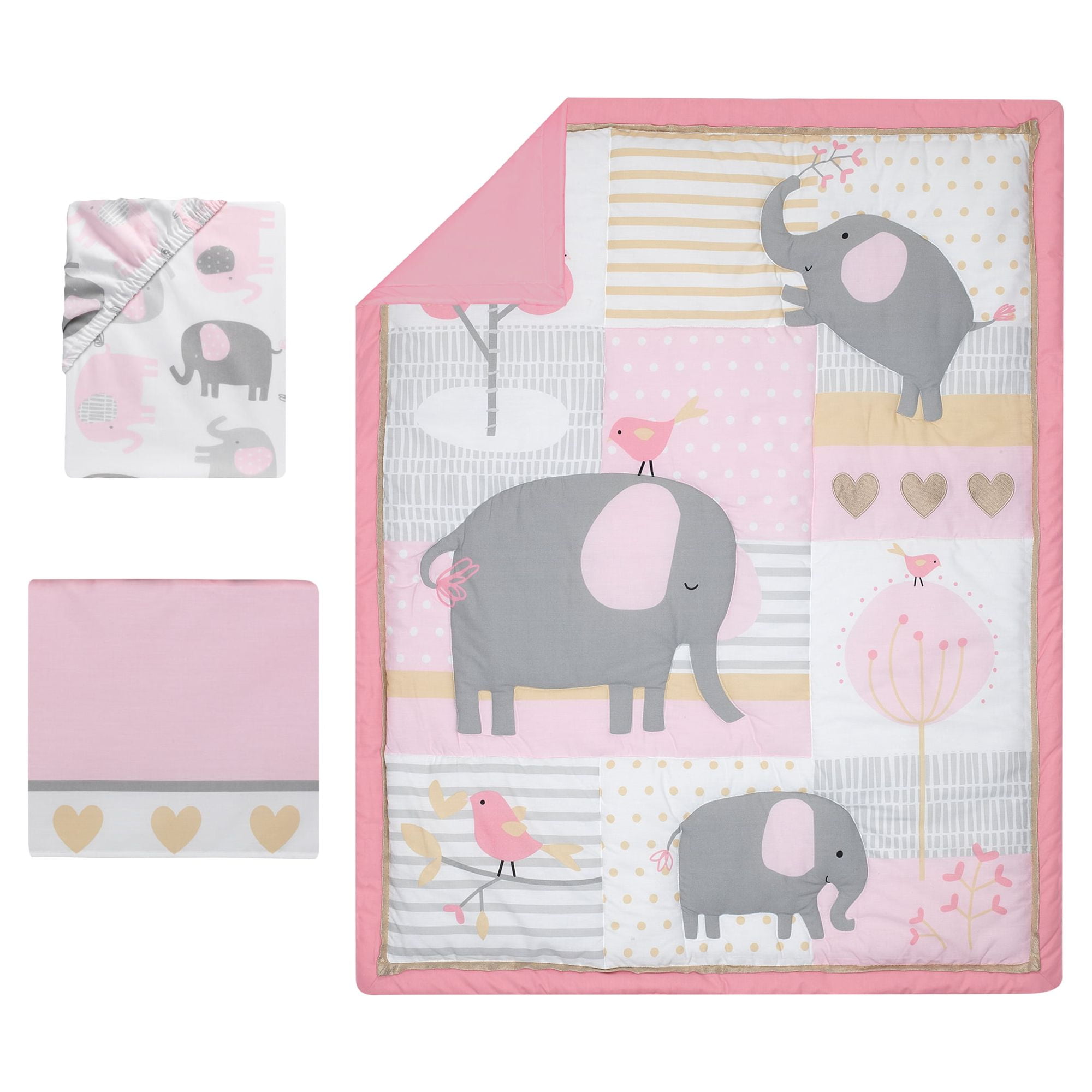 Bedtime Originals Eloise 3-Piece Crib Bedding Set - Pink, Gray, White, Animals - Image 5