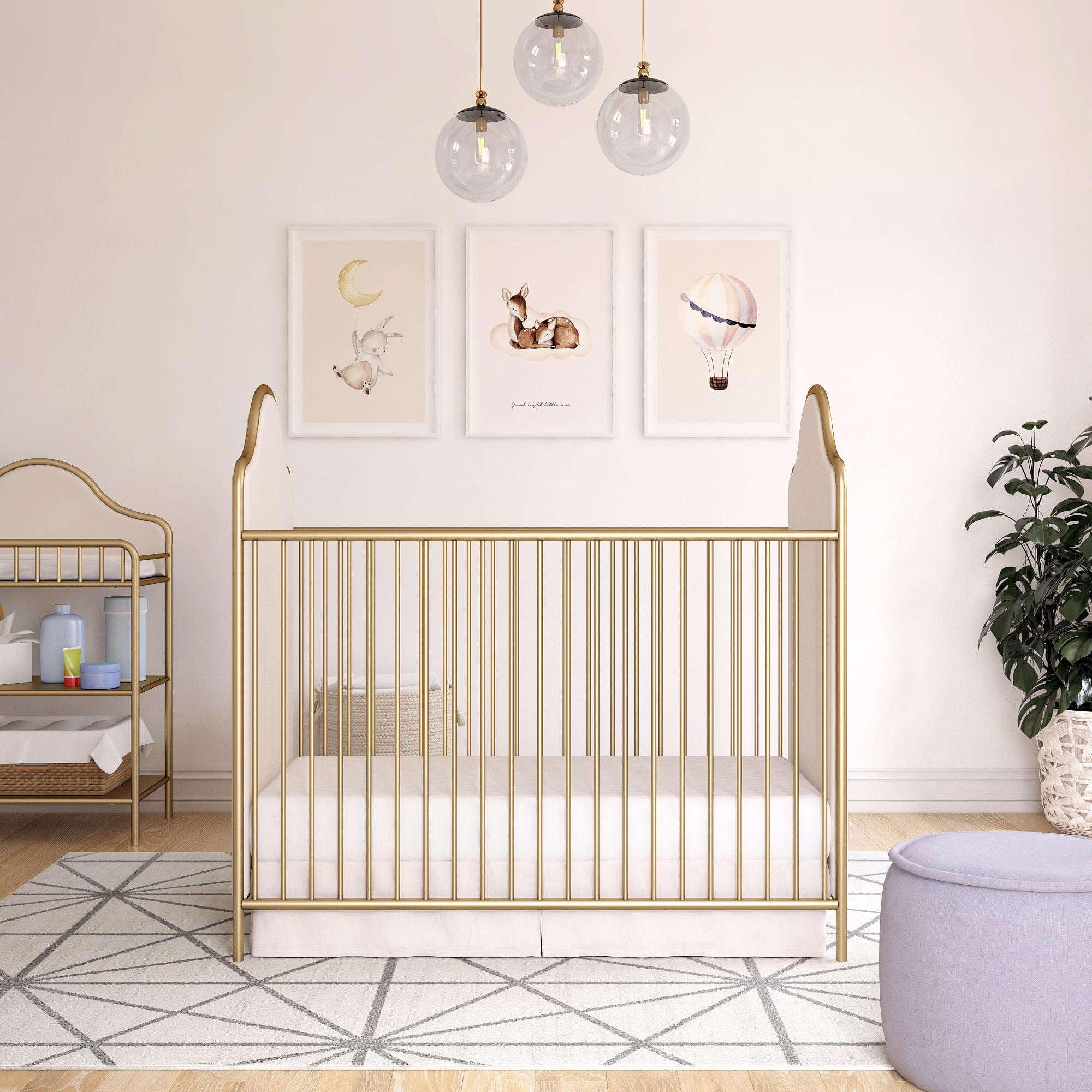 Little Seeds Piper Upholstered Metal Crib, Gold - Image 12