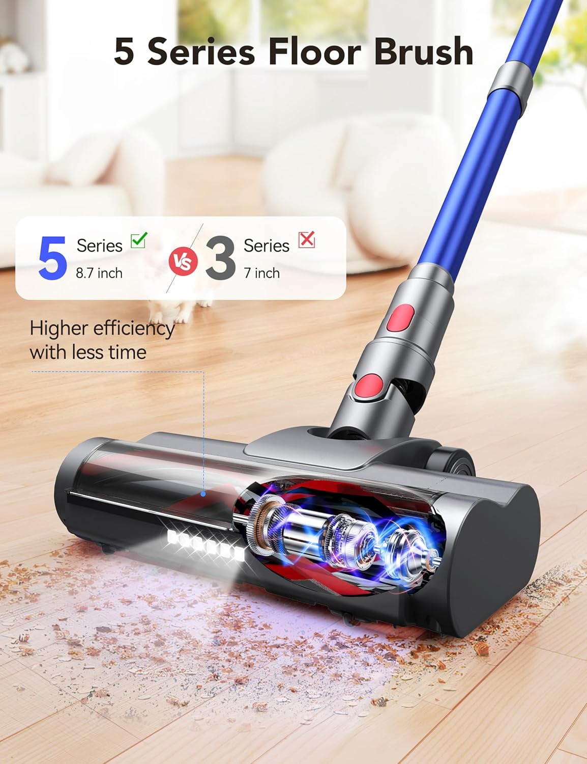 Lightweight Cordless Vacuum with 28Kpa Powerful Suction, Stick Vacuum Cleaner for Carpet, Tile, Hardwood Floors - Image 6