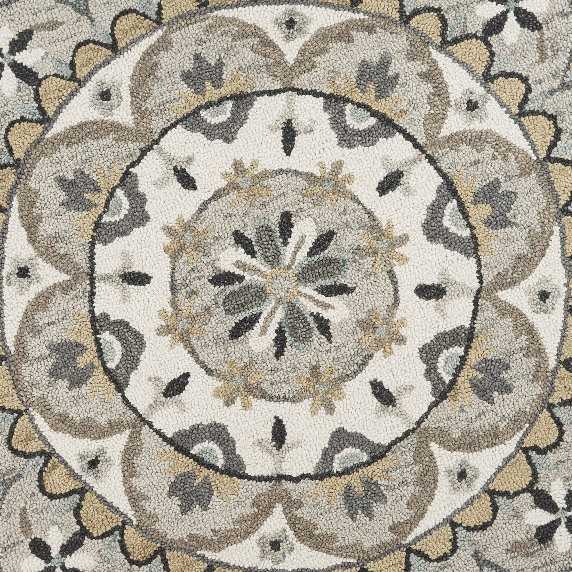 Ox Bay Elle 4' Round Gray/Ivory Floral Medallion Indoor Area Rug - Image 4