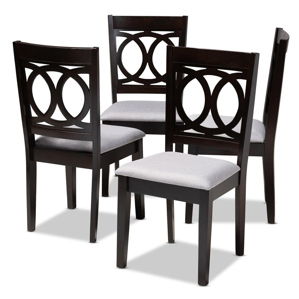 Baxton Studio Lenoir Fabric and Wood Dining Chairs in Gray and Brown (Set of 4) - Image 10