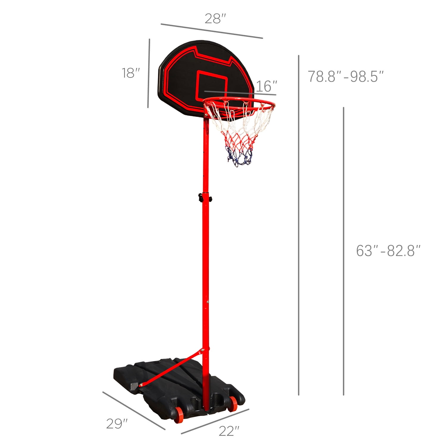 Sugift 5.2'-7' Adjustable Height Durable Outdoor Portable Basketball System (Child) - Image 6