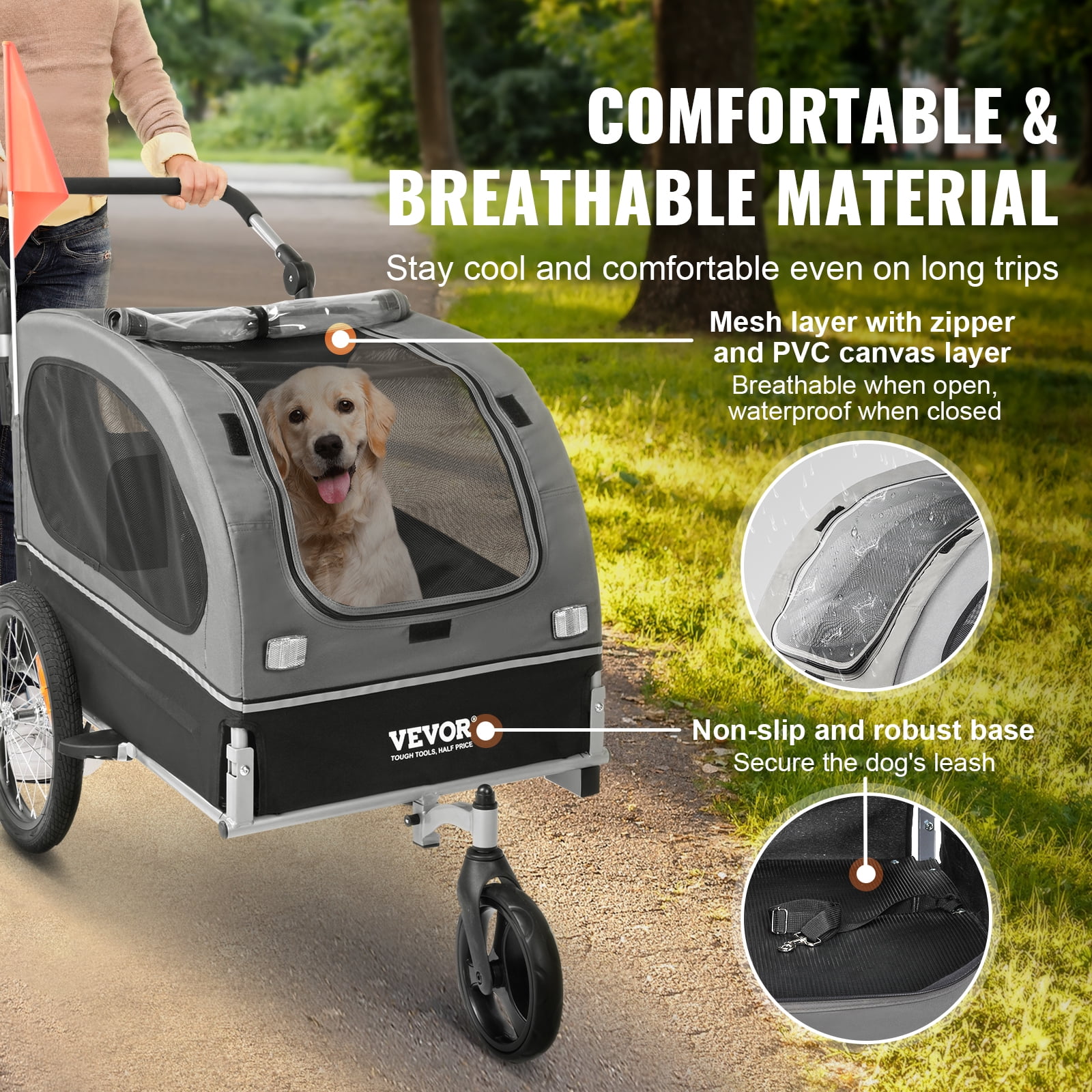 KFFKFF Pet Bicycle Trailer & Stroller Dog Cat Bike Carrier 88 lbs Water Resistant - Image 9