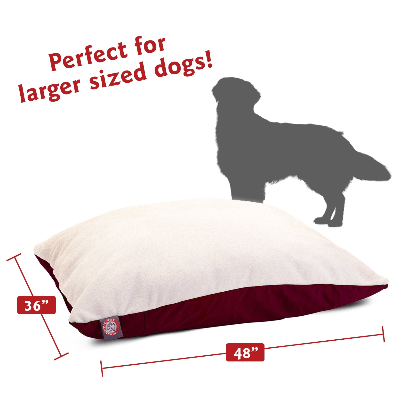 Majestic Pet Solid Color Rectangular Pillow Dog Bed Machine Washable Burgundy Large 36" x 48" x 8" - Image 4