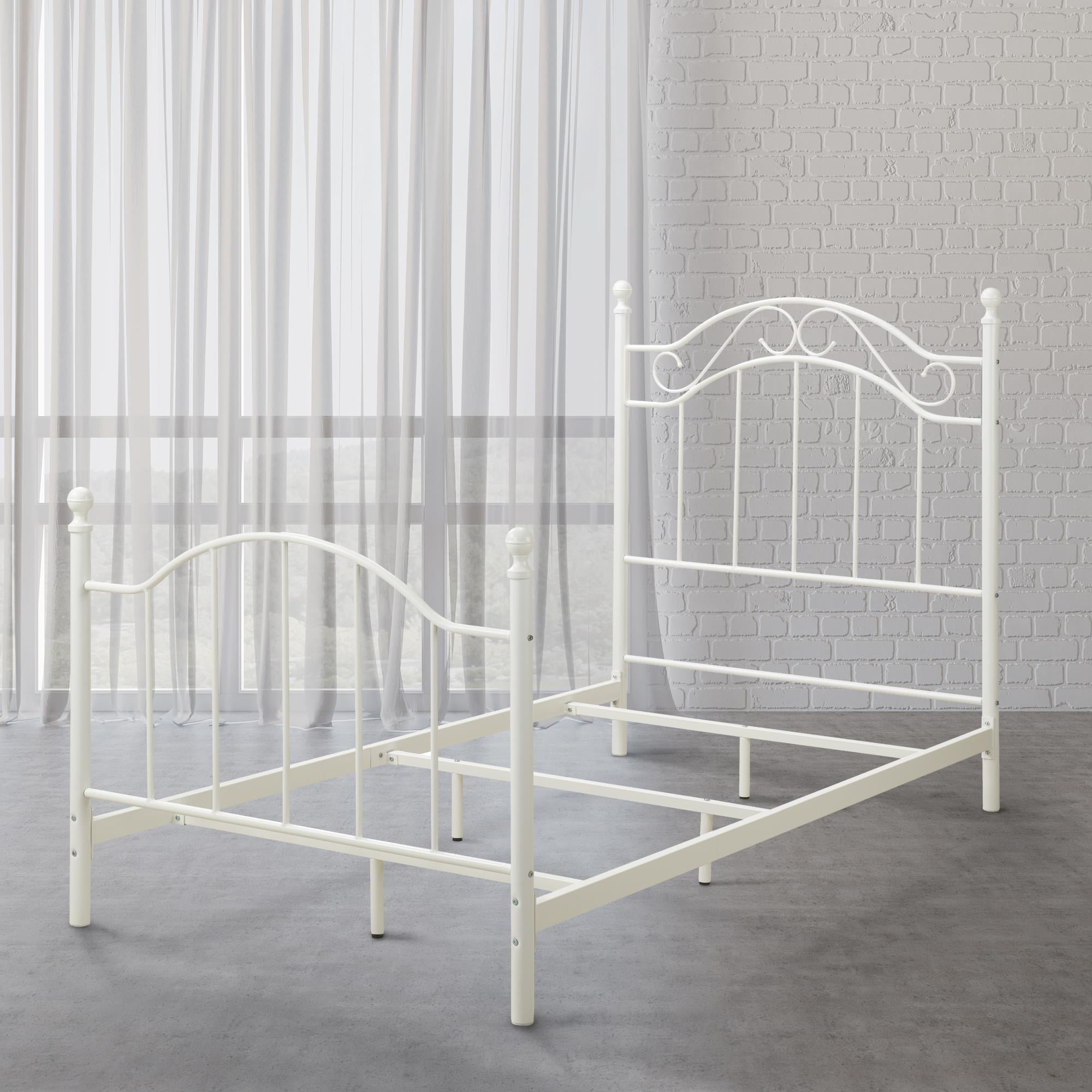 DHP Traditional Metal Bed Frame with Headboard and Footboard, Twin, White - Image 11