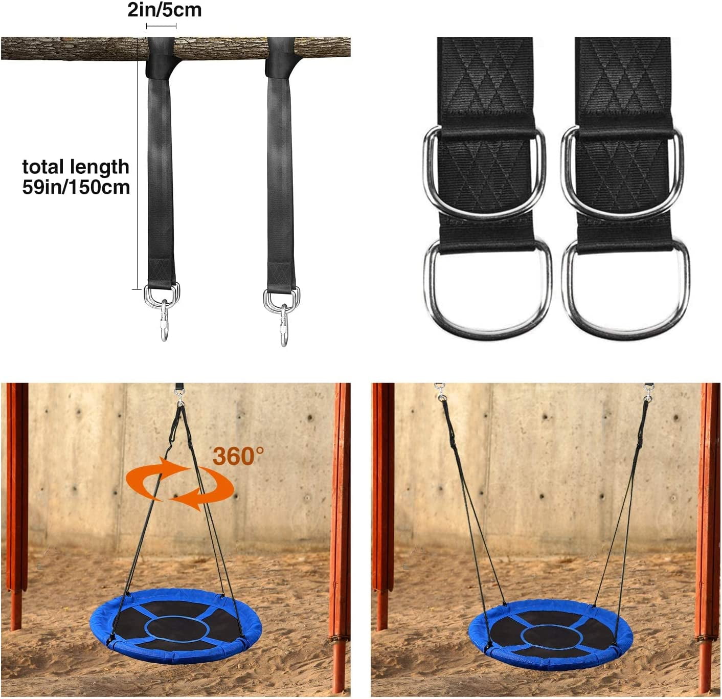 REDCAMP 43" Flying Saucer Tree Swing Indoor Outdoor Play Set Swing for Kids and Adults, Durable Adjustable Ropes 600lbs, Blue - Image 7