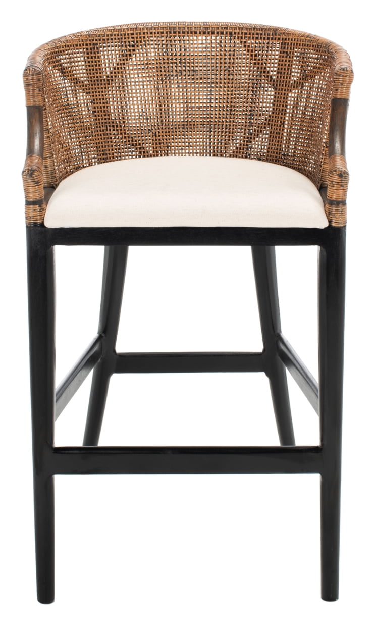 Safavieh Brando Bar Stool with Footrest, Brown/Black/White - Image 7