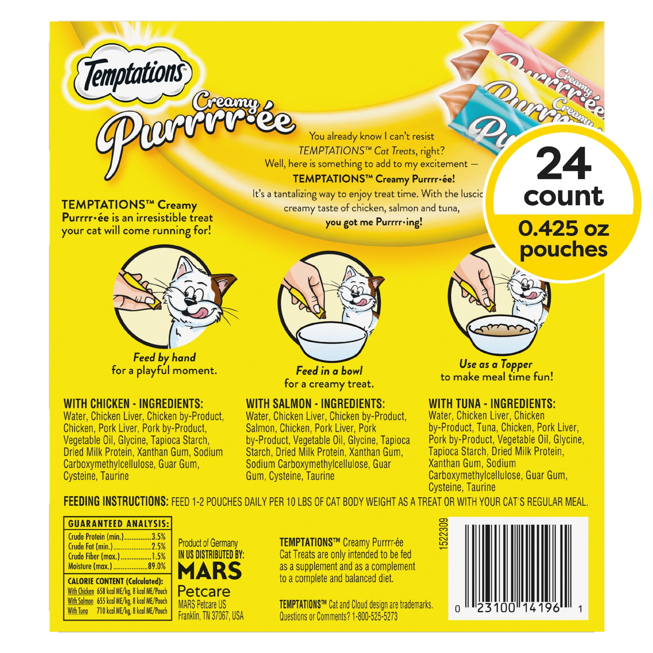 (10 pack) Temptations Creamy Puree Chicken, Salmon & Tuna Lickable Cat Treats, 12g Pouches (24 Pack) - Image 10