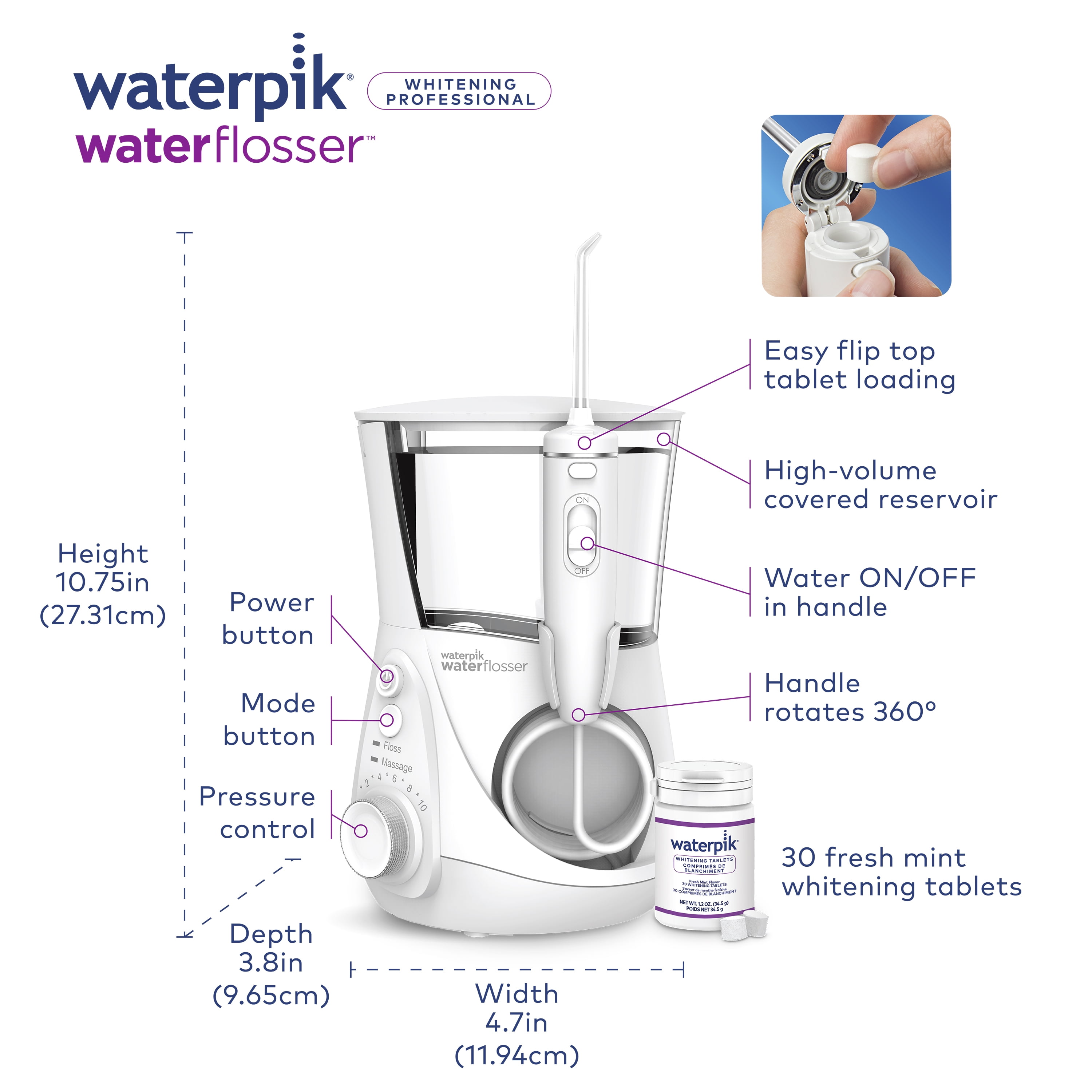 Waterpik Whitening Countertop Water Flosser, WF-06 - Image 3
