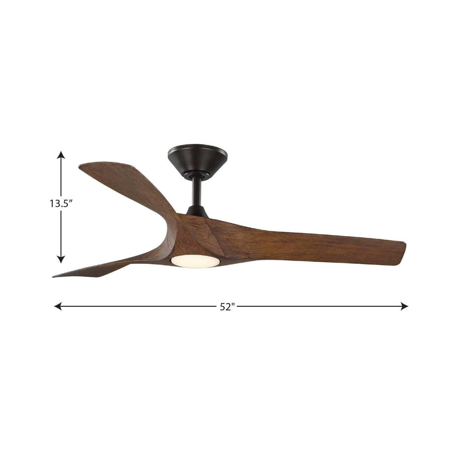 Ryne Collection 52" 3-Blade Woodgrain LED Transitional Indoor/Outdoor DC Ceiling Fan - Image 4