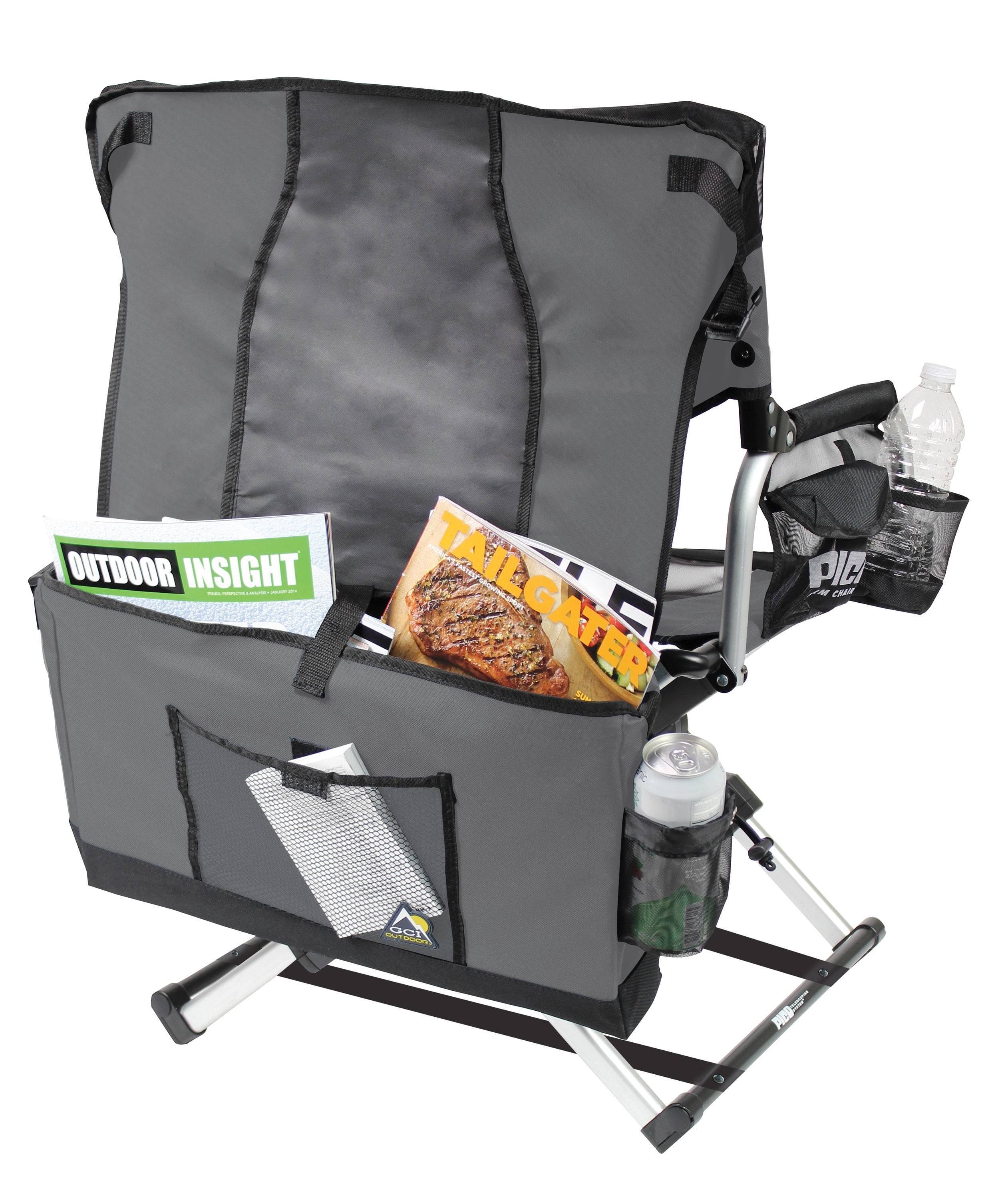 GCI Outdoor Pico Arm Chair Folding Director's Camp Seat, Mercury Gray - Image 4