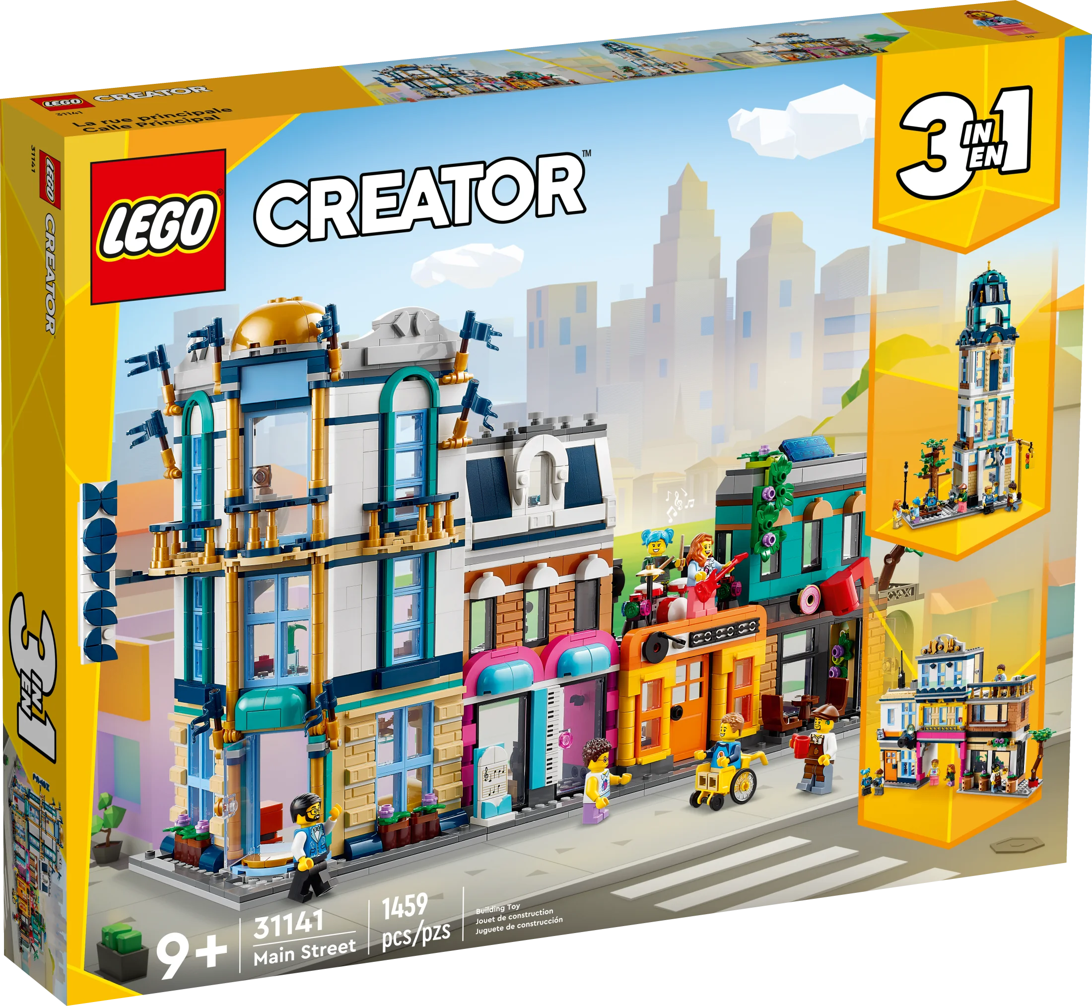LEGO Creator 3 in 1 Main Street Building Toy Set, Features a Toy City, Art Deco Building, Market Street, Hotel, Café, Music Store and 6 Minifigures, Endless Play Possibilities for Kids, 31141 - Image 5