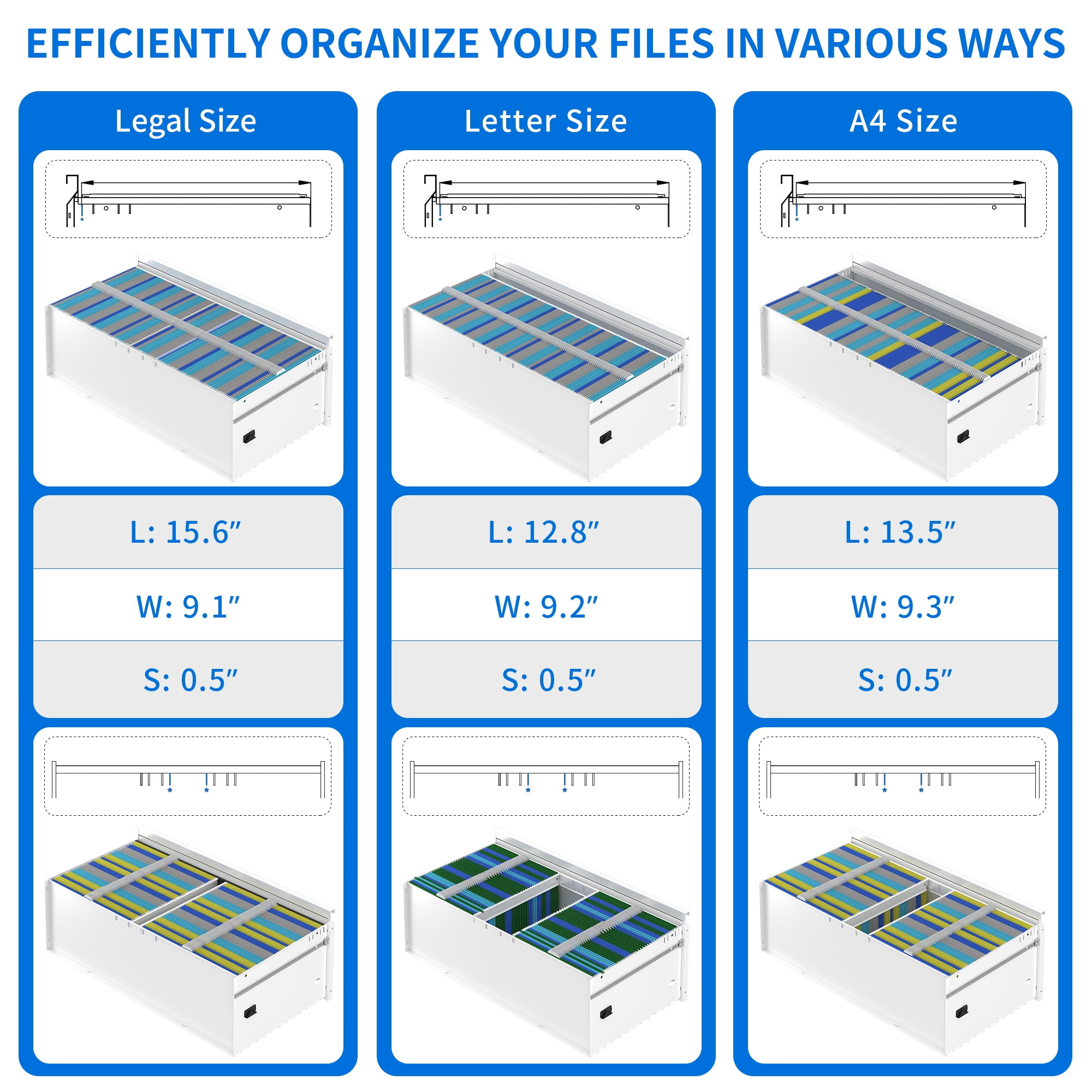 Dextrus 3-Drawer Lateral File Cabinet with Lock, White, 1 Pack - Image 4
