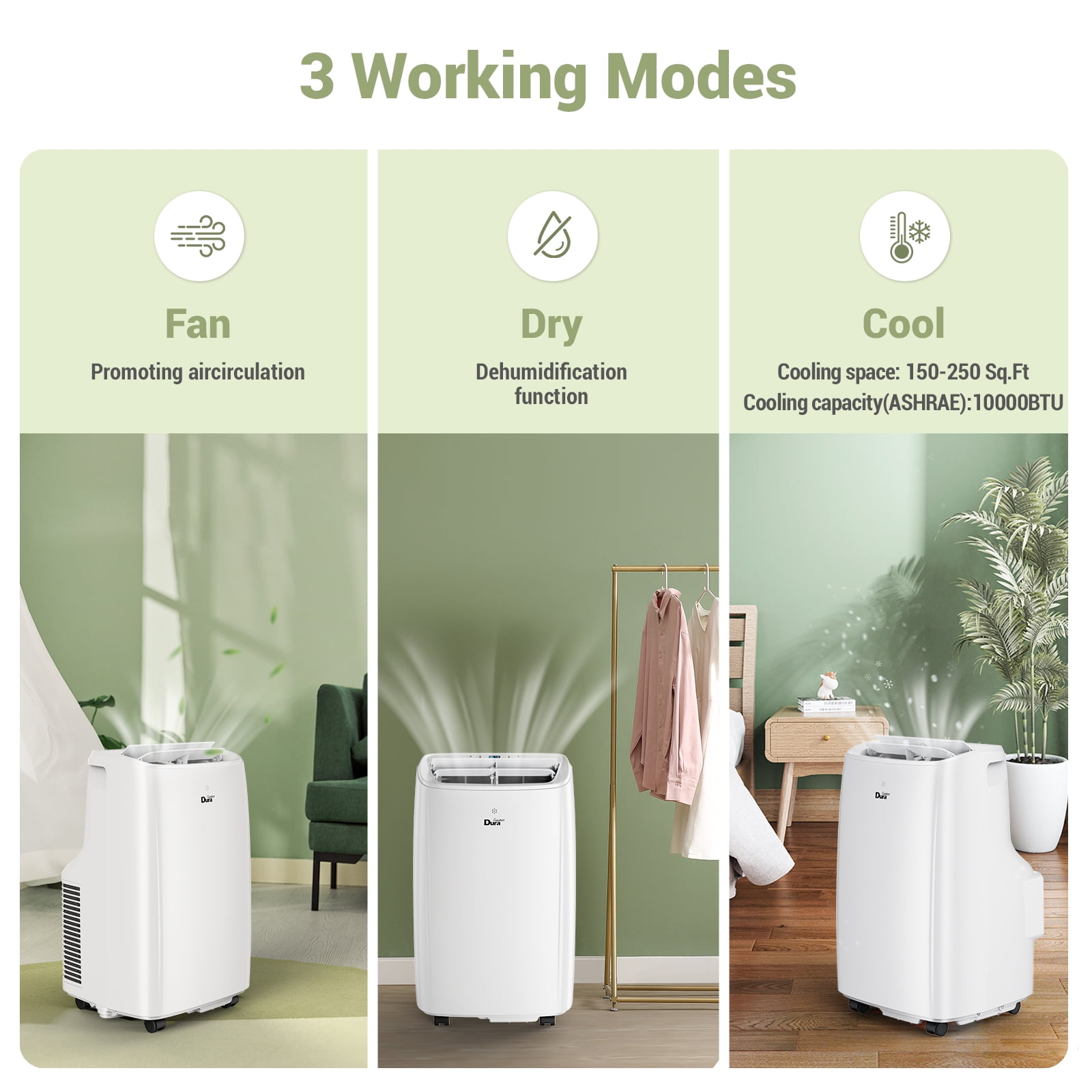 DuraComfort Portable Air Conditioner 10000BTU with Dehumidifier, Fan, Cool, for room ups to 300Sq.Ft, 6300BTU SACC - Image 4