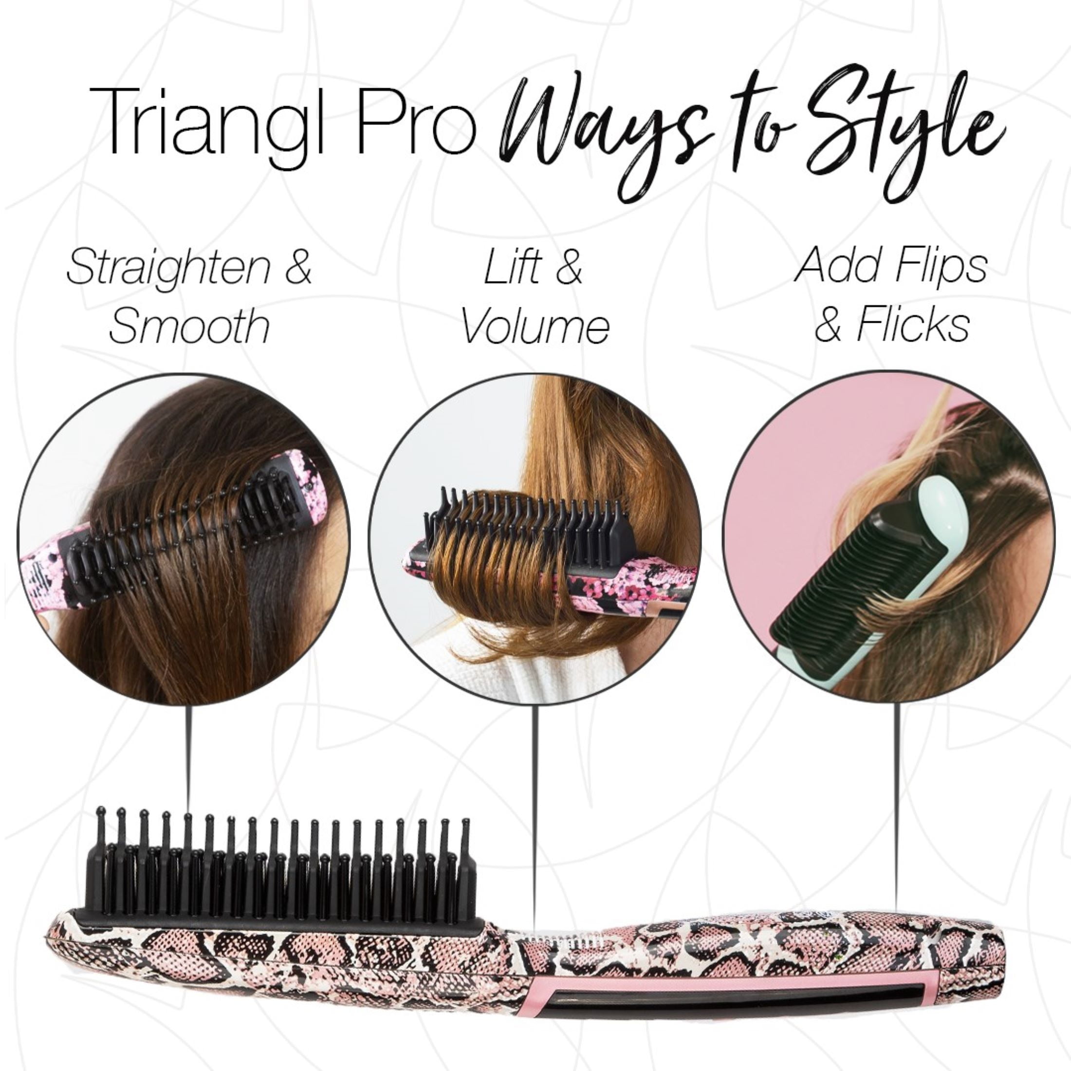 Calista Triangl Pro Heated Styling Detailer Brush, Smoothing, Anti-Frizz - Fancy Floral - Image 6