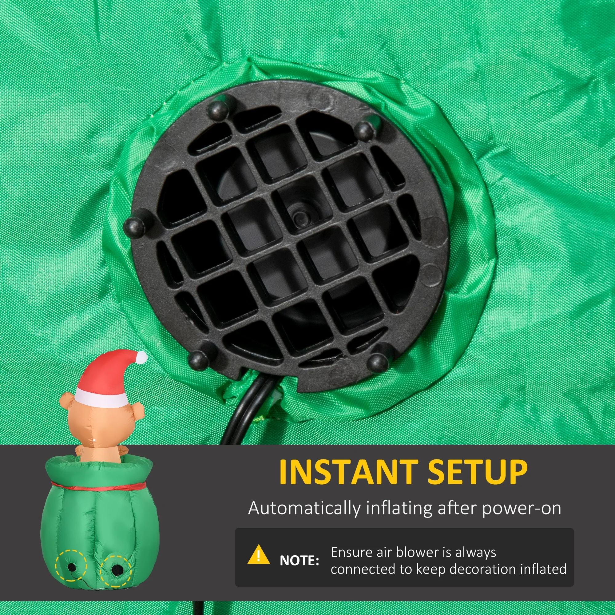 HOMCOM 4.5 ft. Christmas Inflatables Bear In Toy Bag - Image 6