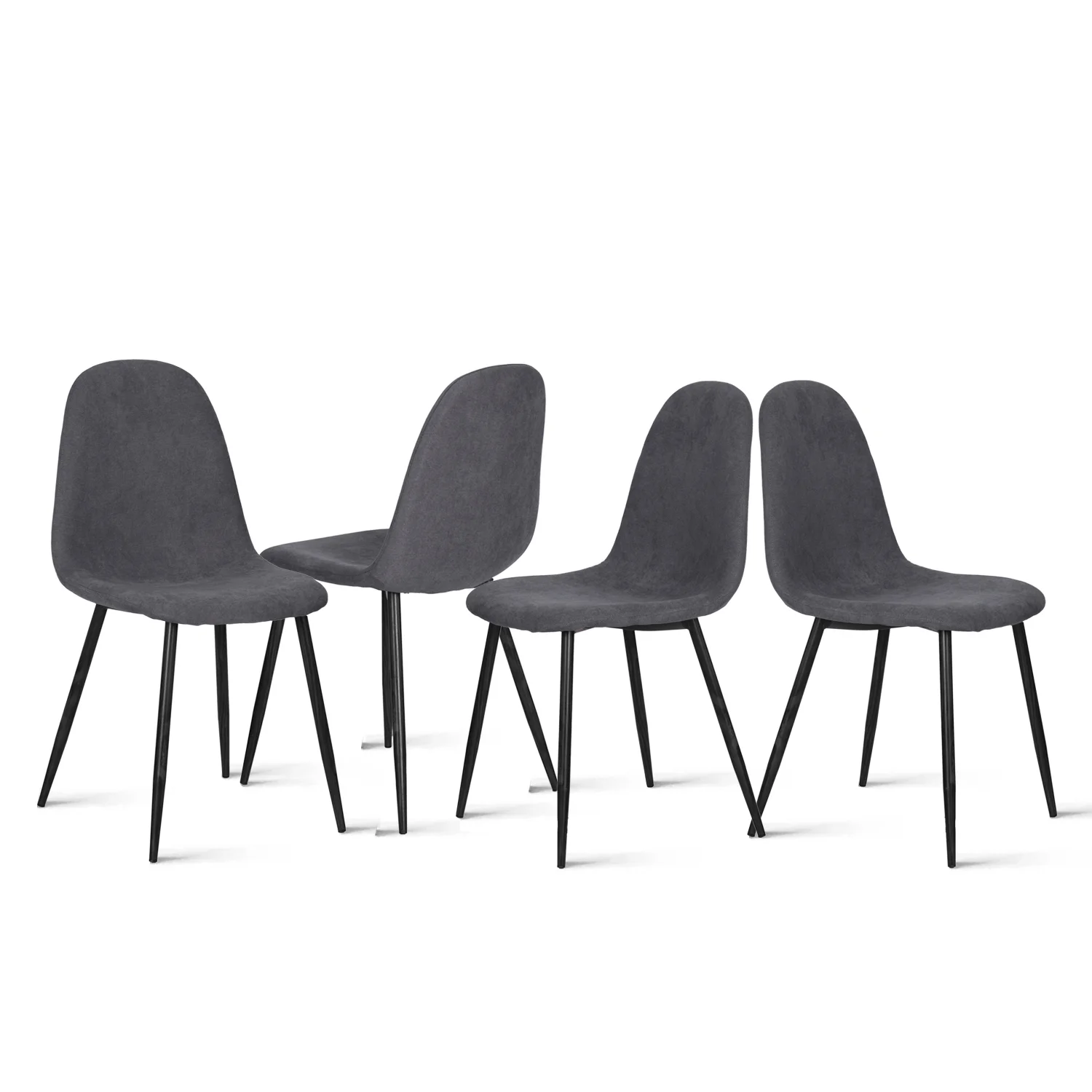 Homy Casa Dining Chairs Set of 4, Fabric Kitchen Chairs with Metal Legs for Living Room, Grey - Image 7