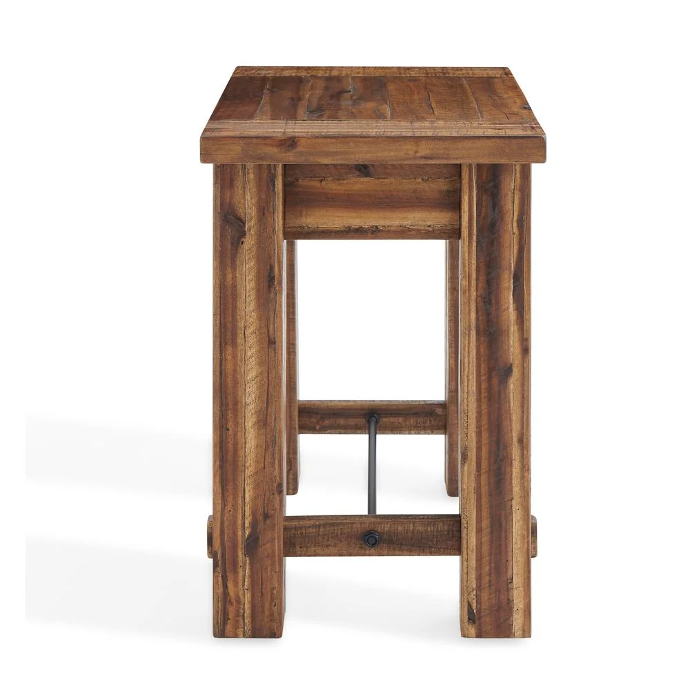 Alaterre Furniture Durango Solid Acacia Wood End Table, Industrial Side Table with 100lb Weight Capacity for Living Room, Natural - Image 2