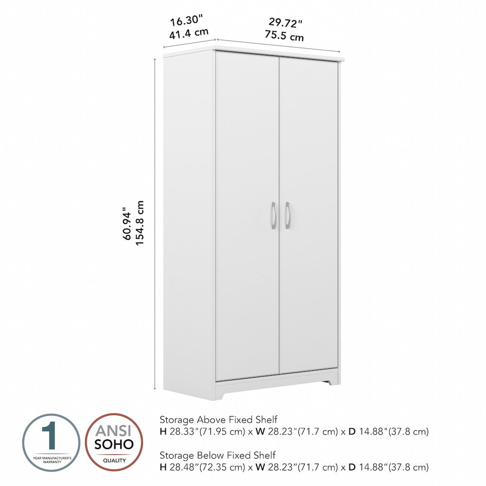 Bush Furniture Cabot Tall Storage Cabinet with Doors in White - Image 7