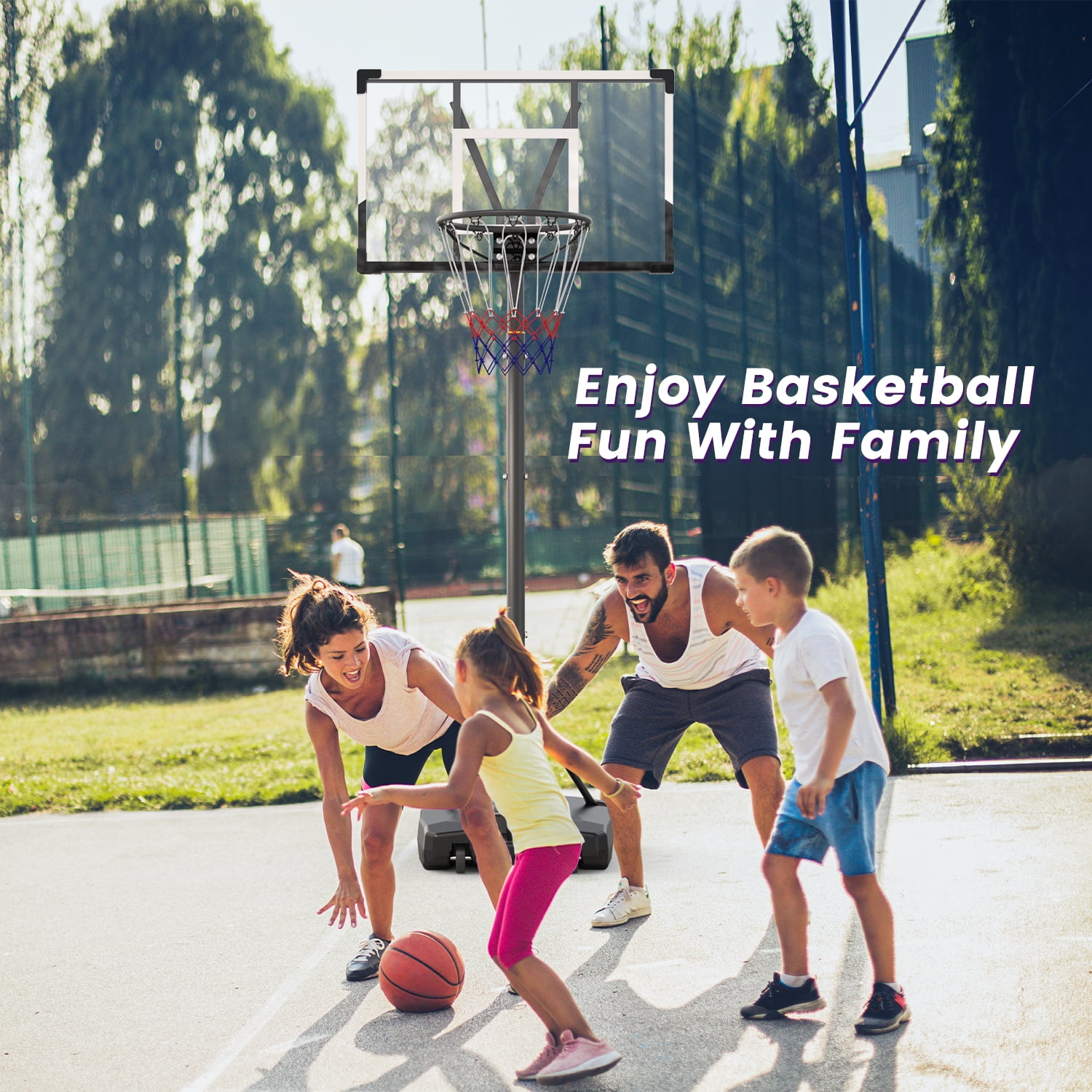 NEDYO Basketball Hoop for Kids, 6.5-8.5FT Height Adjustable, 33'' PC Bcakboard & Portable, for Indoor & Outdoor Use - Image 6