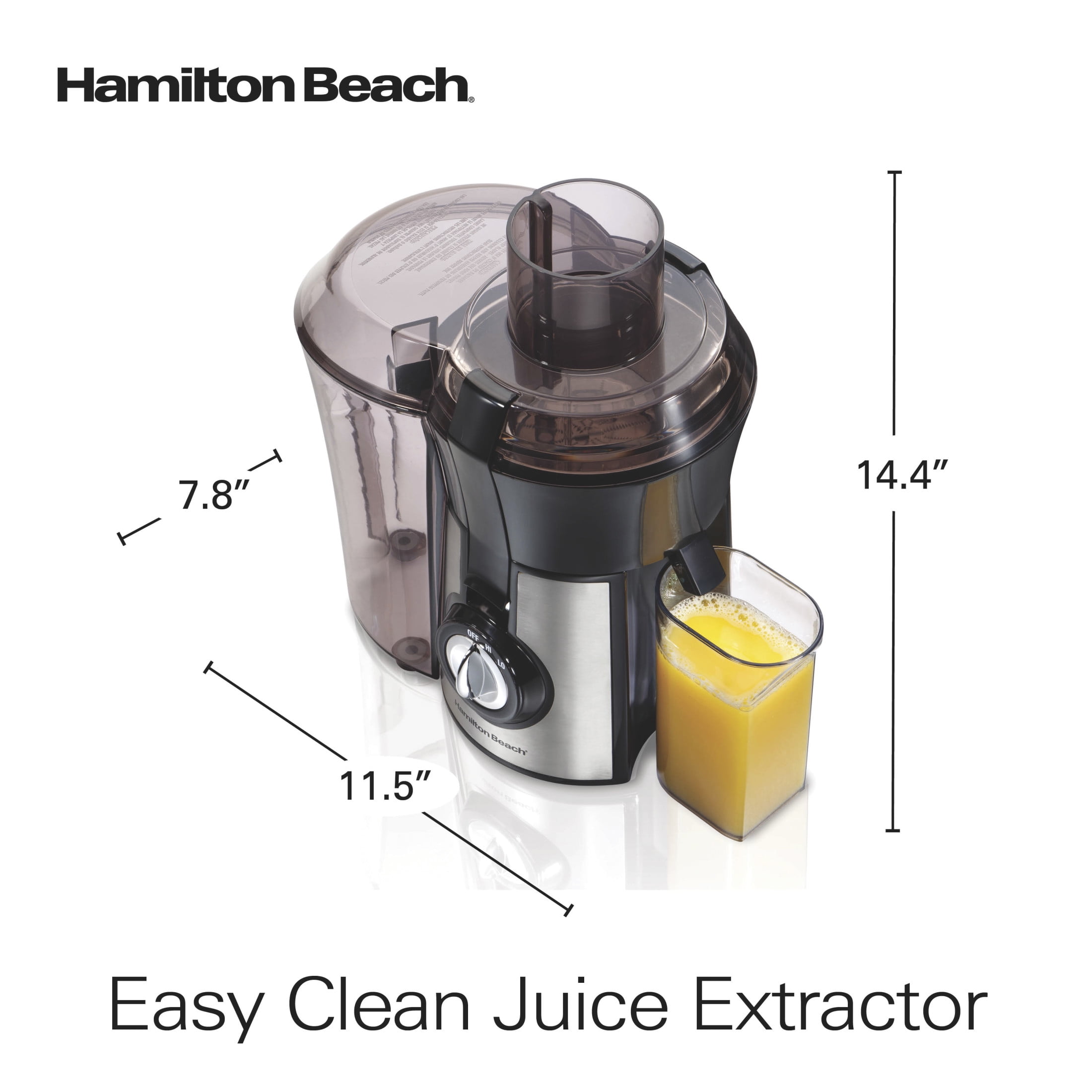 Hamilton Beach Easy Clean Juicer Machine for Fruits and Vegetables with Easy Sweep Cleaning Tool & Extra Large Chute, Extractor de Jugos, Black & Stainless - Image 8
