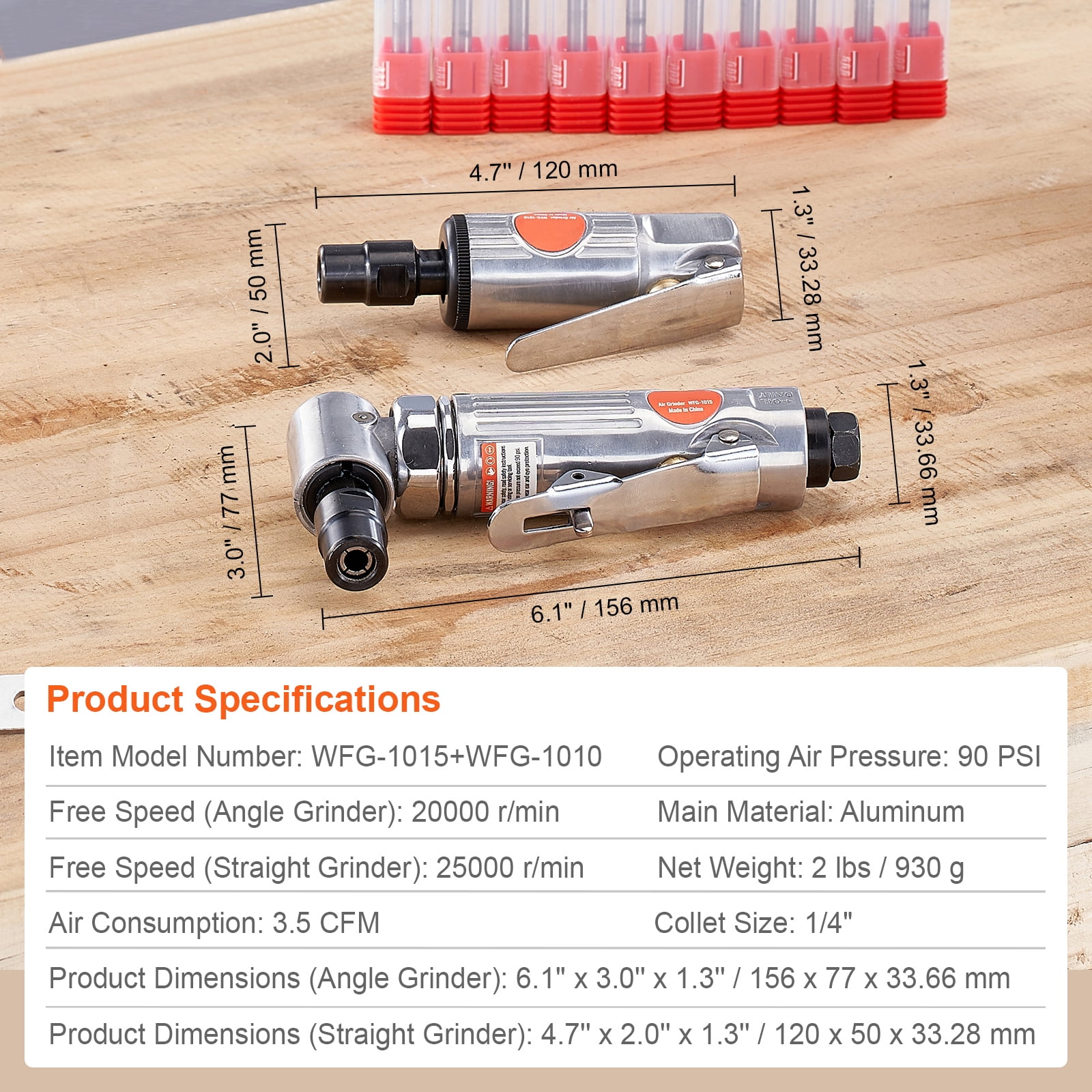 BENTISM Air Die Grinder KiT, 1/4" Right Angle Grinder With 10PCS Single Cut Carbide Burr Set, 20000 RPM/25000RPM, Ball Bearing Construction, Safety Lock, Aluminum Housing, Lightweight Power Tool - Image 7