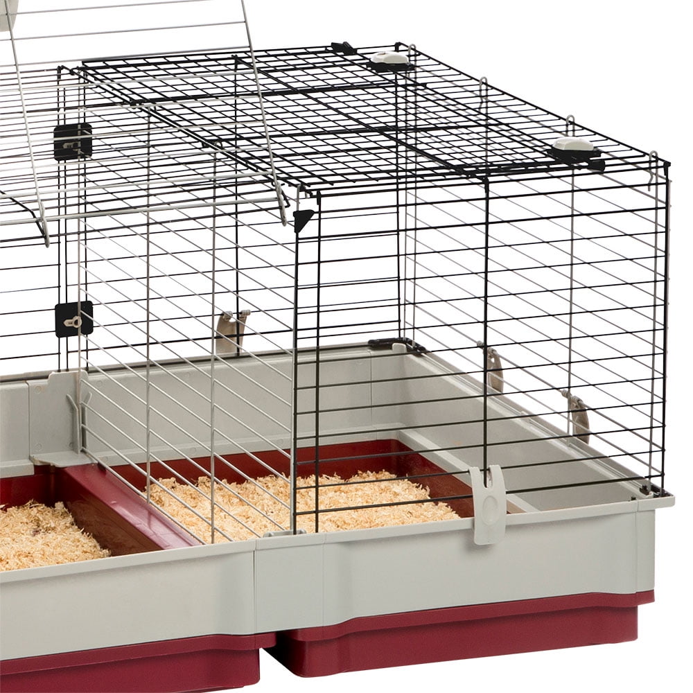 Ferplast Krolik XL Rabbit Cage 140 (Includes Wire Hutch) | 55.9L x 23.62W x 19.7H inches | Burgundy & Cream - Image 4