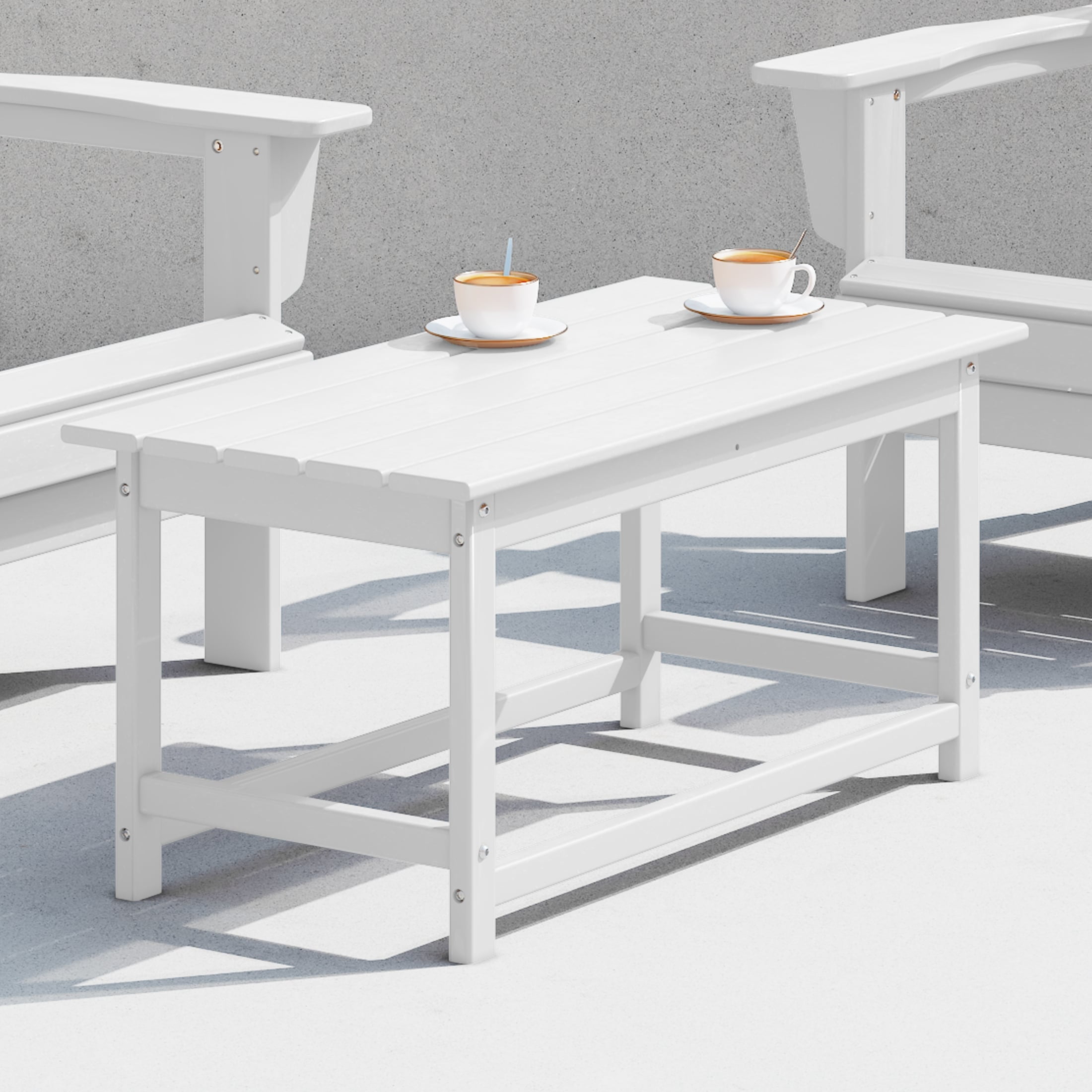 Westin Outdoor 35" Inch Adirondack Coffee Table for Patio Backyard UV Weather Resistant HDPE Plastic, White - Image 3