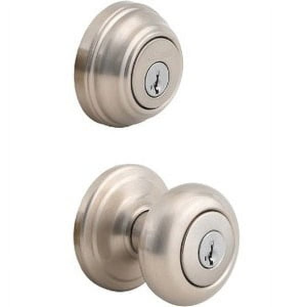 991 Juno Keyed Entry Knob and Single Cylinder Deadbolt Combo Pack featuring SmartKey® in Satin Nickel - Image 2