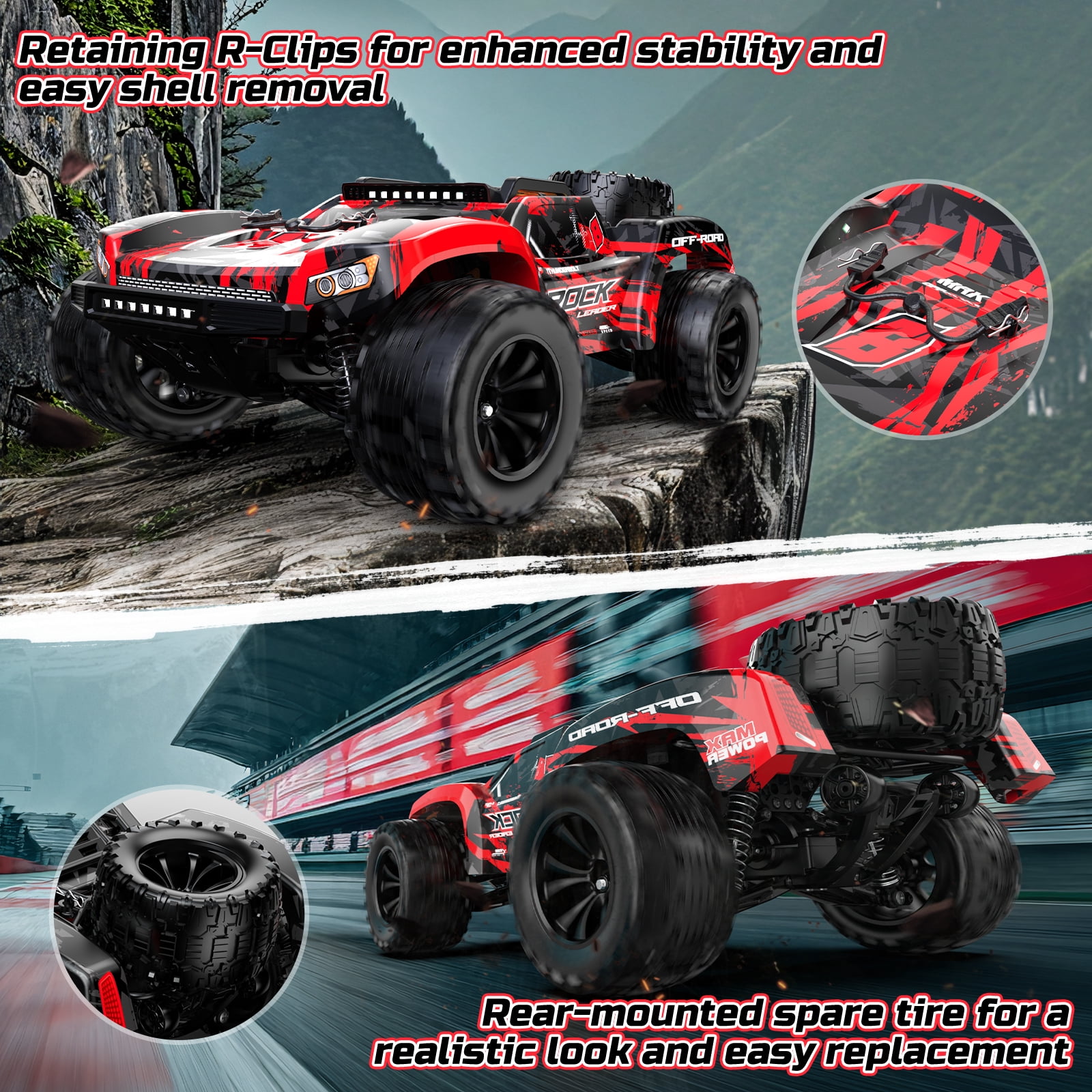 JoyStone 1:14 All Terrain RC Car RTR Buggy, Max 40+ MPH Off-Road Monster Truck, Hobby Electric Fast RC Truck for Adults Boys, Red - Image 3