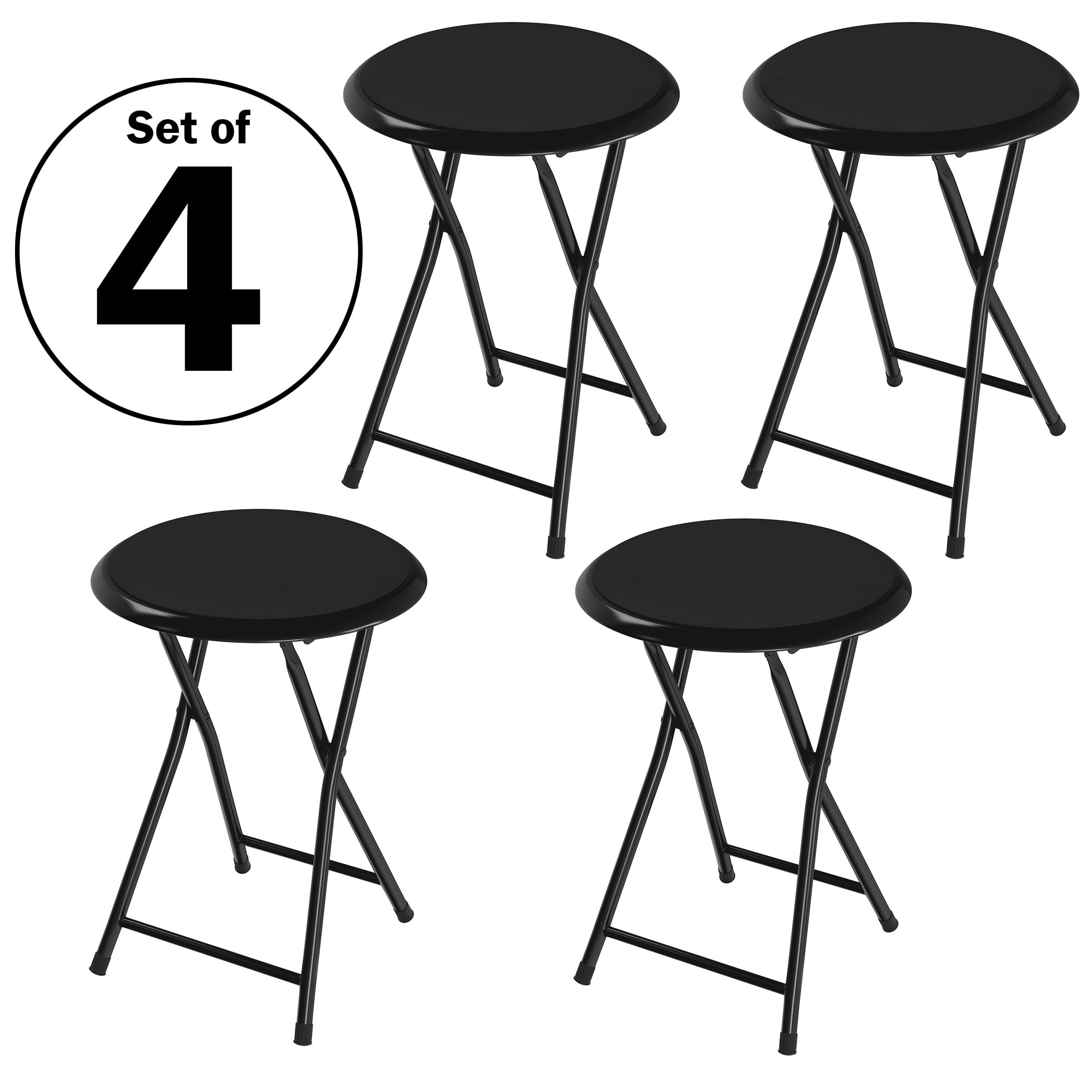 Lavish Home Backless 18-Inch Folding Stool with 225lb Capacity (Black) - Image 3
