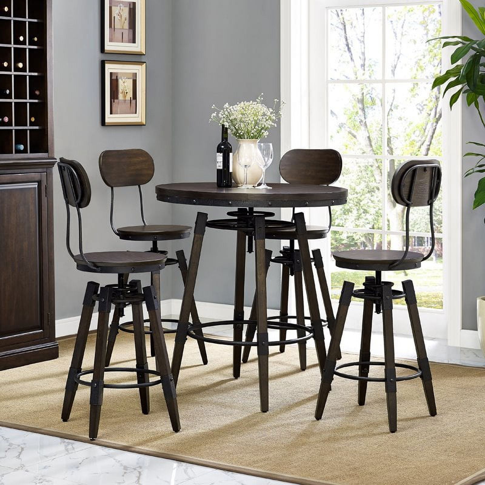 Adjustable Bar Table in Dark Brown - Image 4