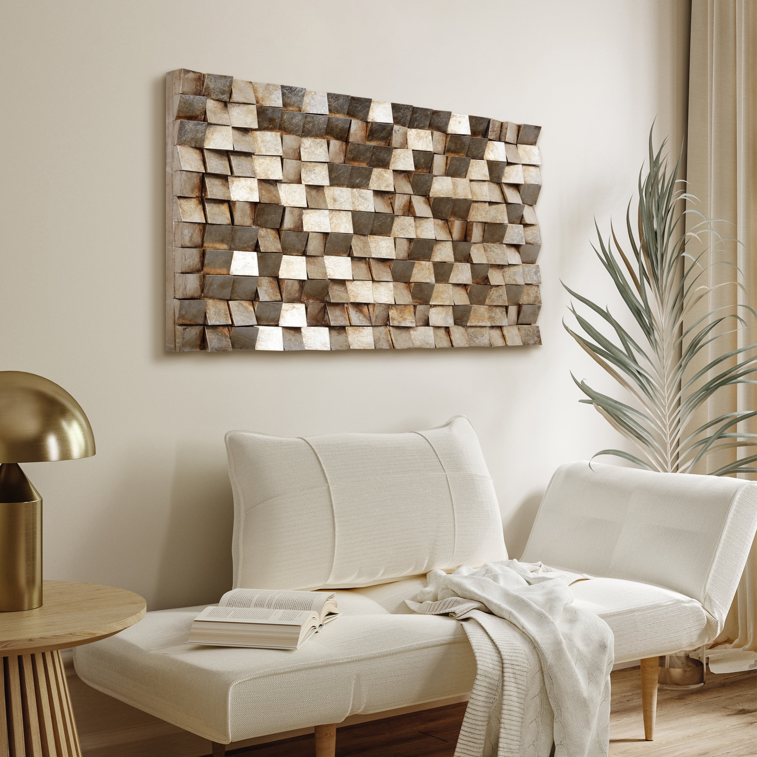 Empire Art Direct Textured 1 Metallic Hand Painted 3D Rugged Wooden Blocks Wall Art, 48" x 30" - Image 8
