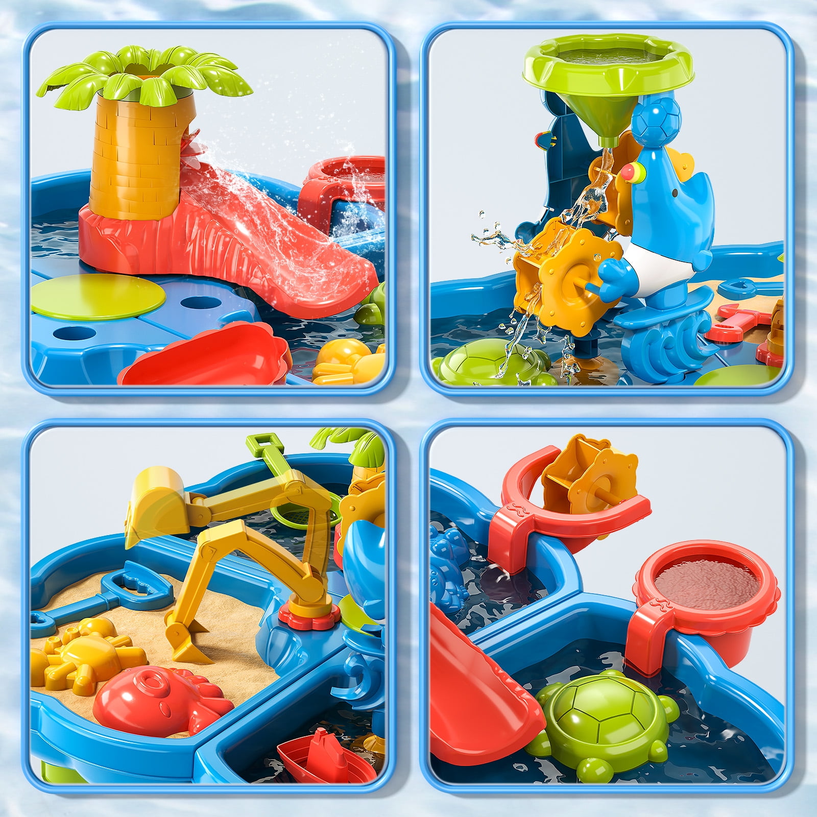 Dinosaur Planet Sand Water Table for Toddlers, 4 in 1 Sand Table and Water Play Table, Kids Table Activity Sensory Play Table Beach Sand Water Sand Toy for Outdoor Backyard for Toddlers Age 2-4 Gift - Image 7