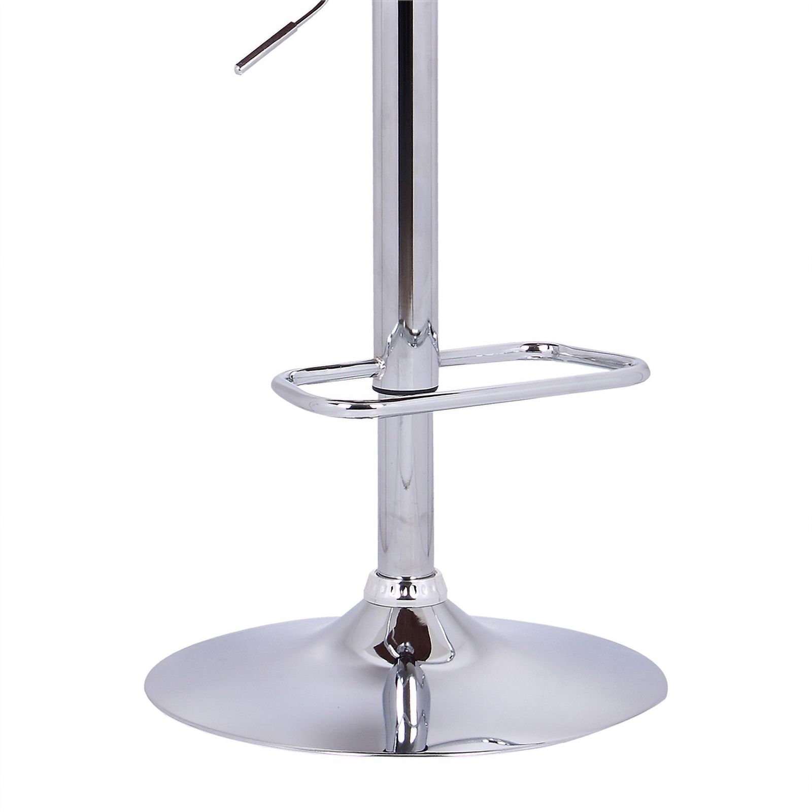 Adele Adjustable Height Swivel Gray Faux Leather and Walnut Wood Bar Stool with Chrome Base - Image 7