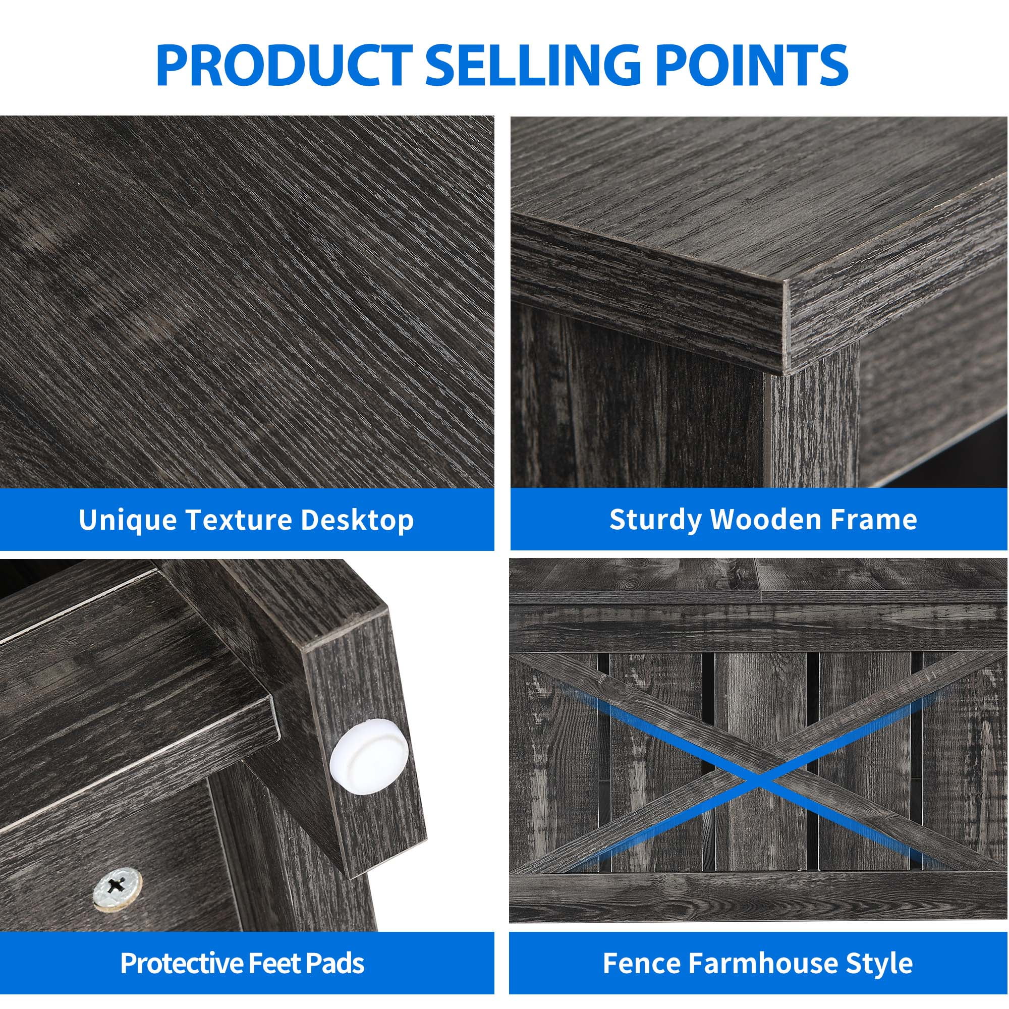 Dexturs Square Coffee Table, Farmhouse Coffee Table with Half Open Storage Compartment, Rustic Gray - Image 2