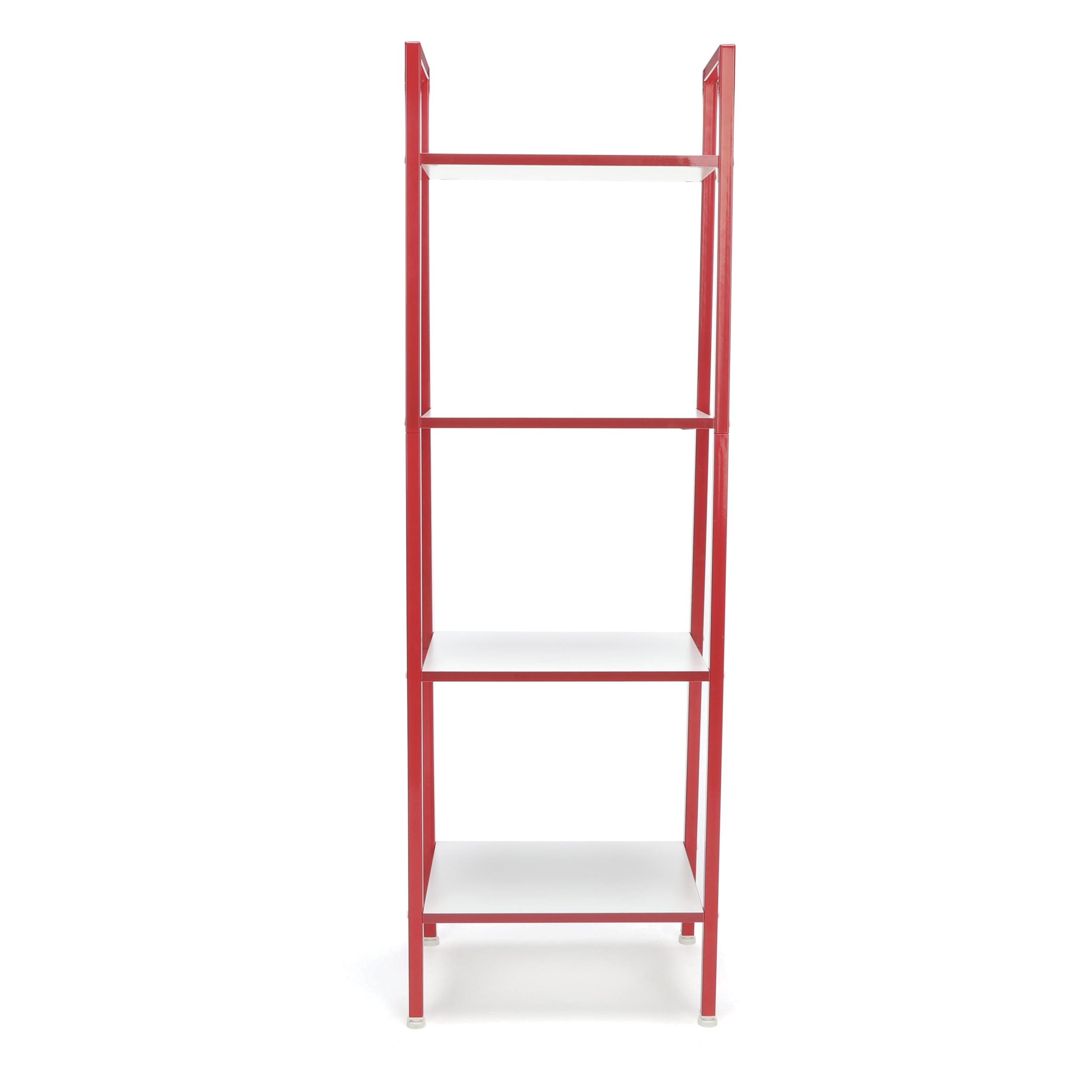 OFM ESS-1045 4-Shelf Free Standing Ladder Bookshelf with Red Frame - Image 2