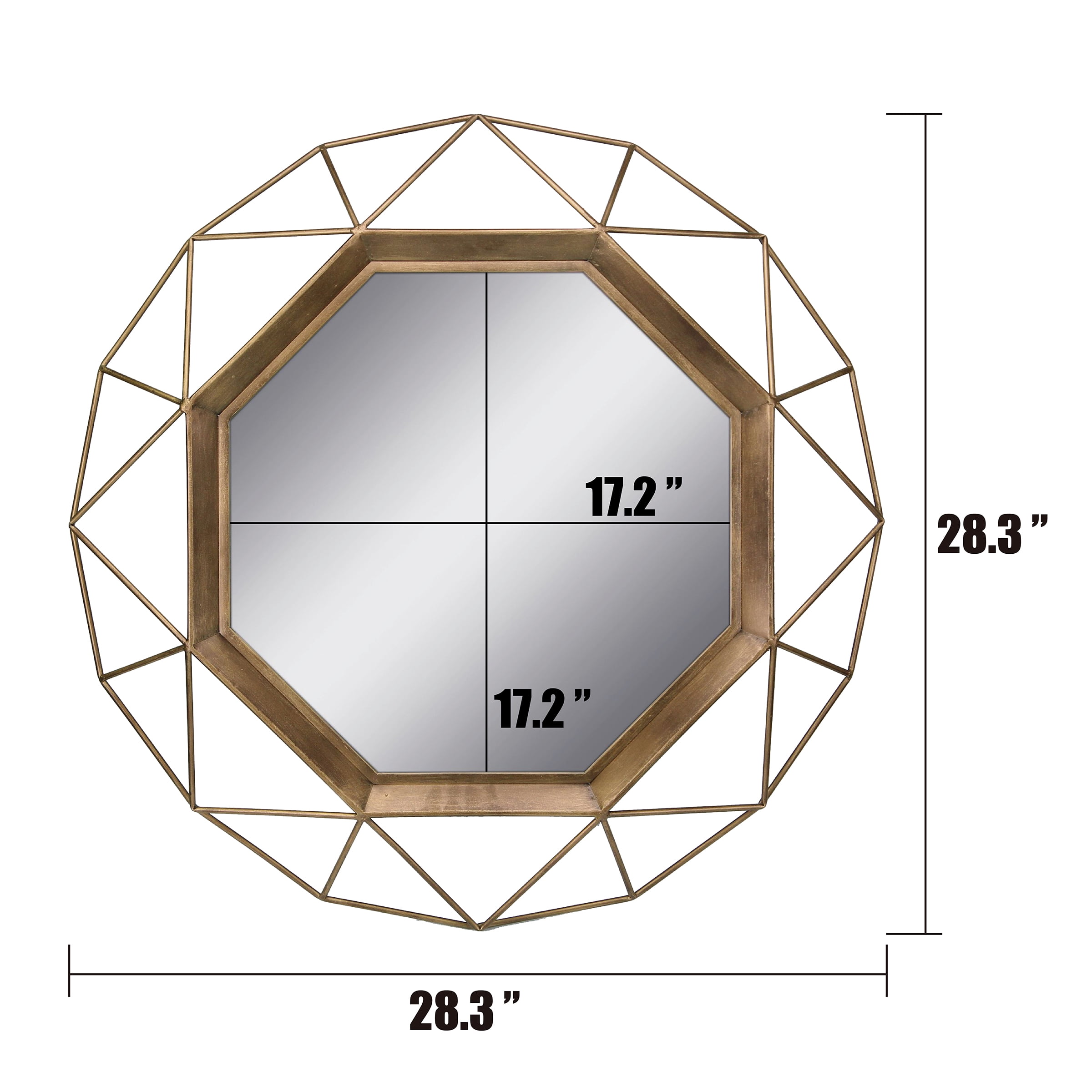 Stonebriar Collection 28.3" Gold Modern Geometric Metal Wall Mirror - Image 4