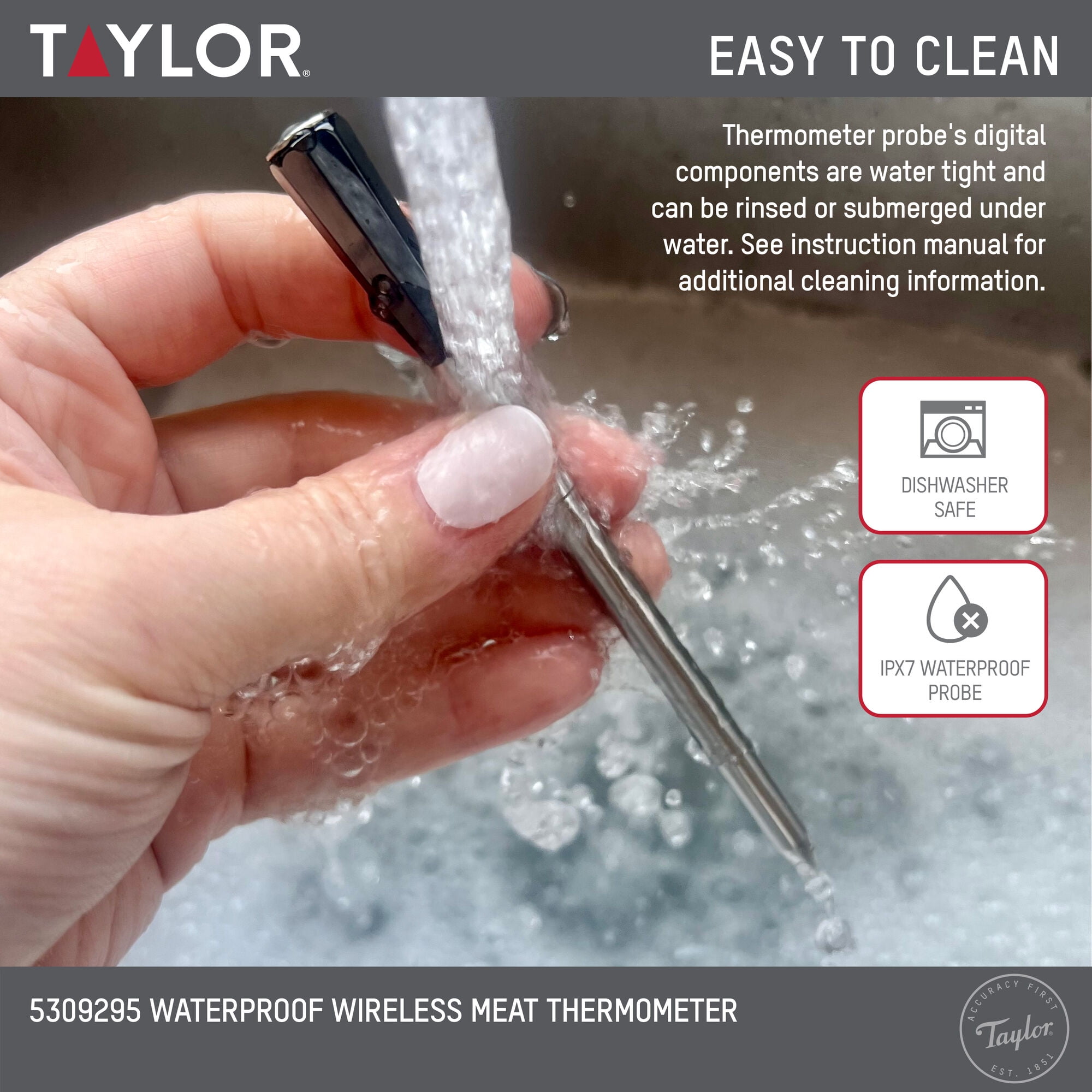 Taylor Waterproof Bluetooth Digital Wireless Grill and Meat Thermometer with Smart Probe Black - Image 21